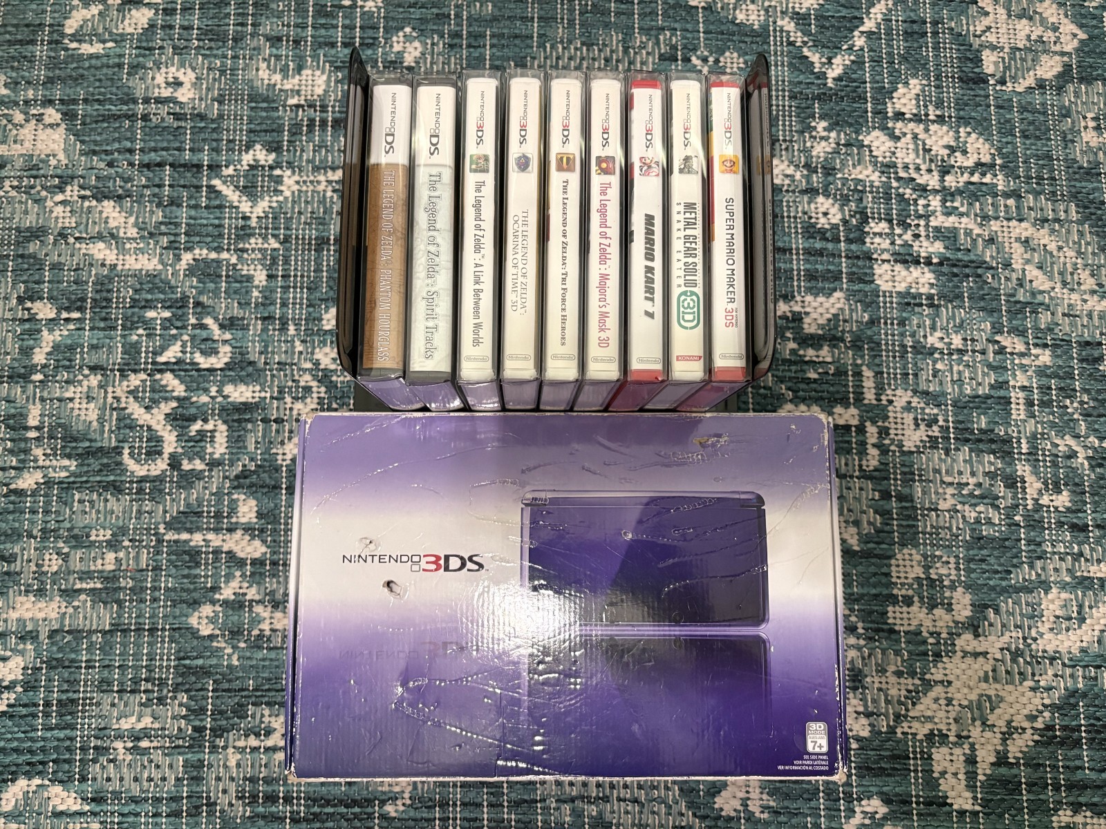 Nintendo 3DS Midnight Purple Console Bundle – Complete in Box with 9 Games Zelda