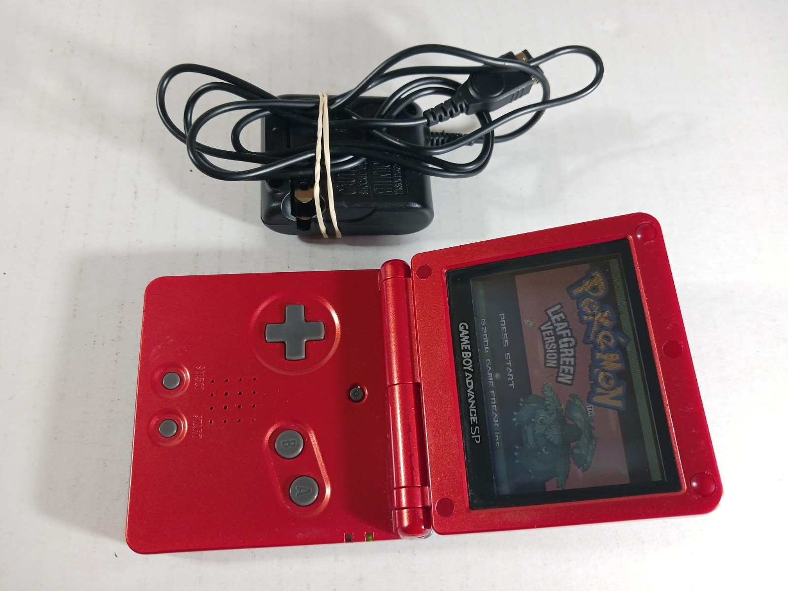 GBA SP Console Flame Red AGS-001 Nintendo Game Boy Advance Tested Good Shape