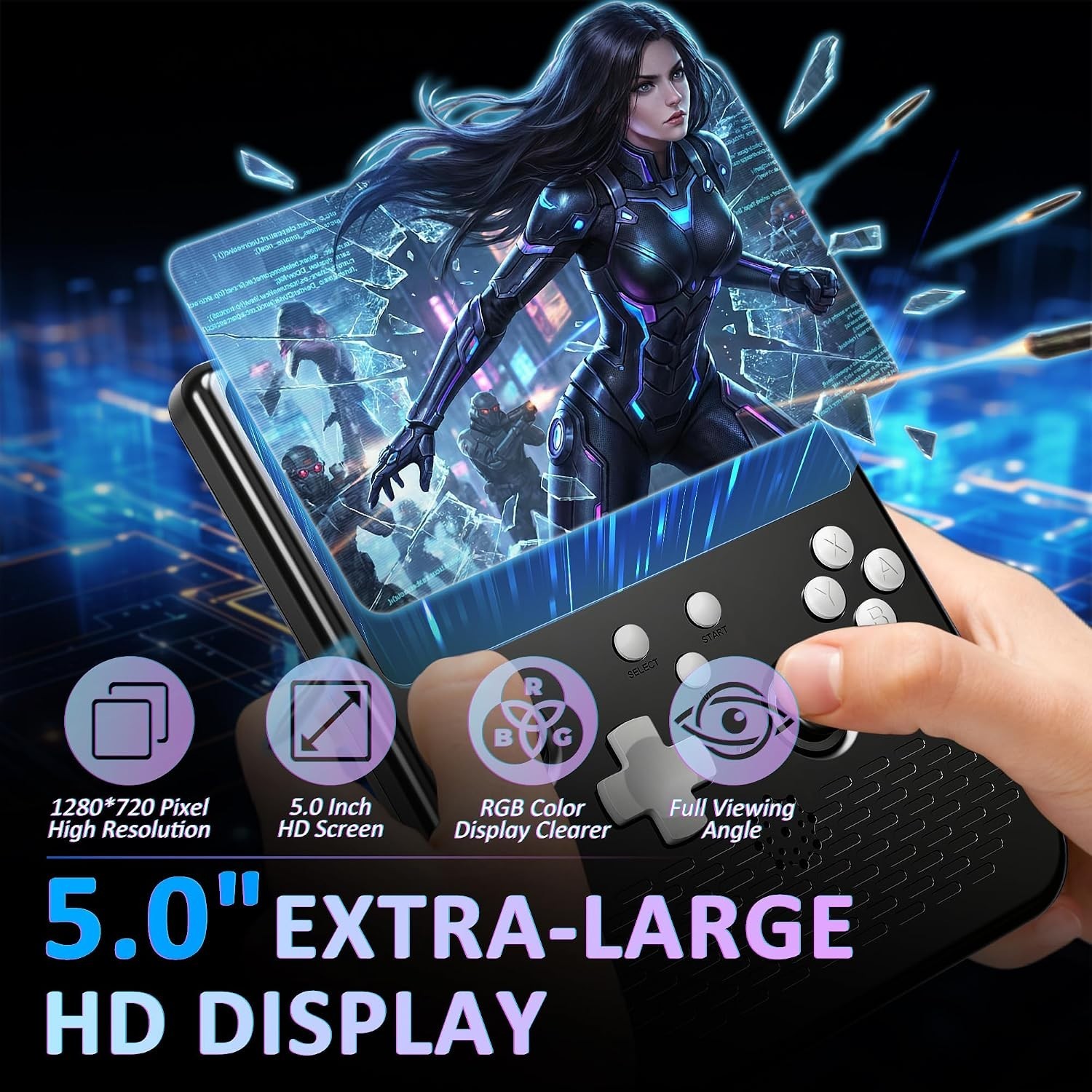 H5 Handheld Game Console: Ergonomic Design, 5-Inch HD Display & 40,000 Games