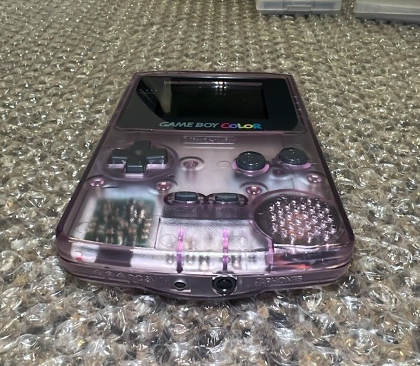 Nintendo Game Boy Color Atomic Purple Handheld System CGB-001 W/7 Games Works
