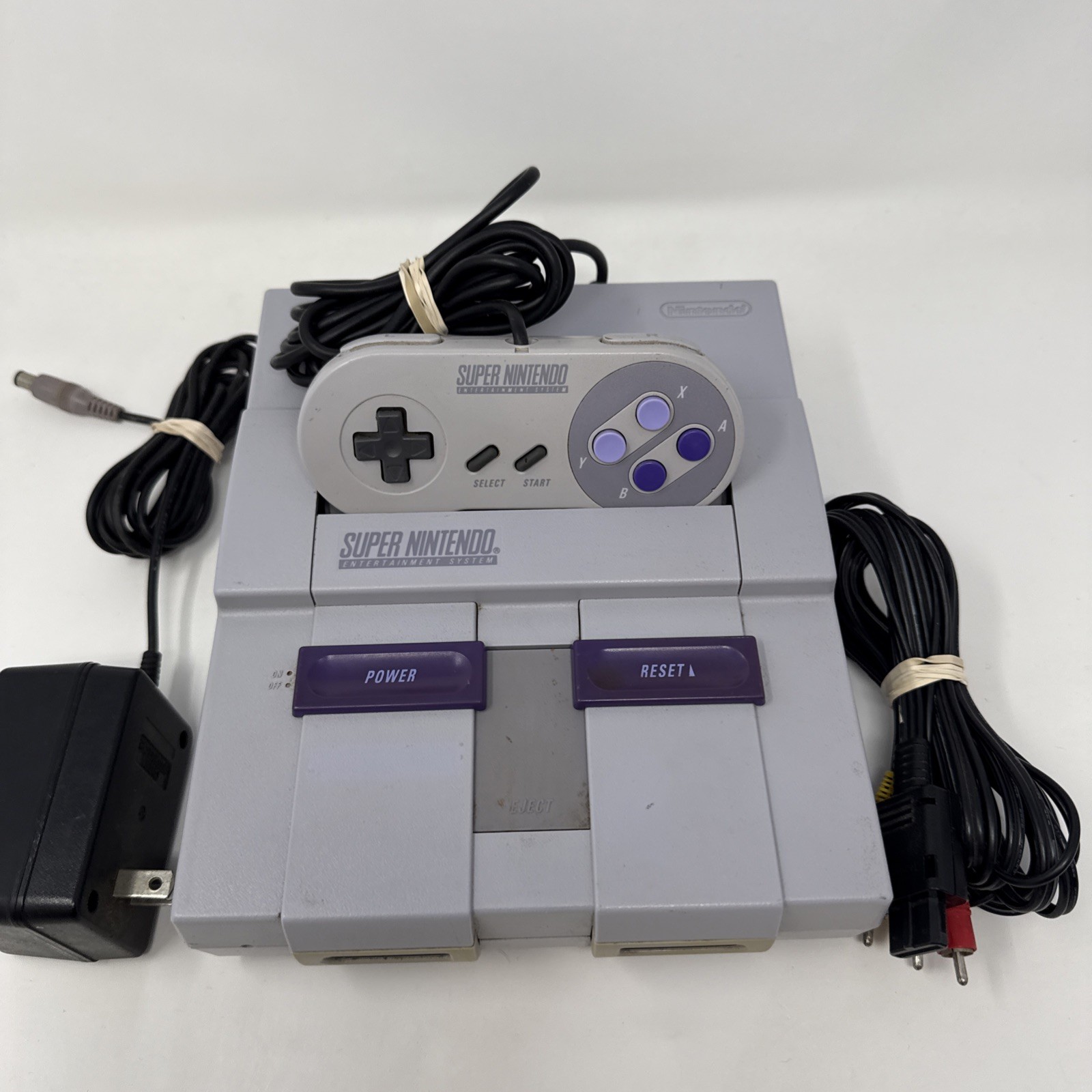 Super Nintendo SNES Console + Cables + Controller Bundle Lot *TESTED*