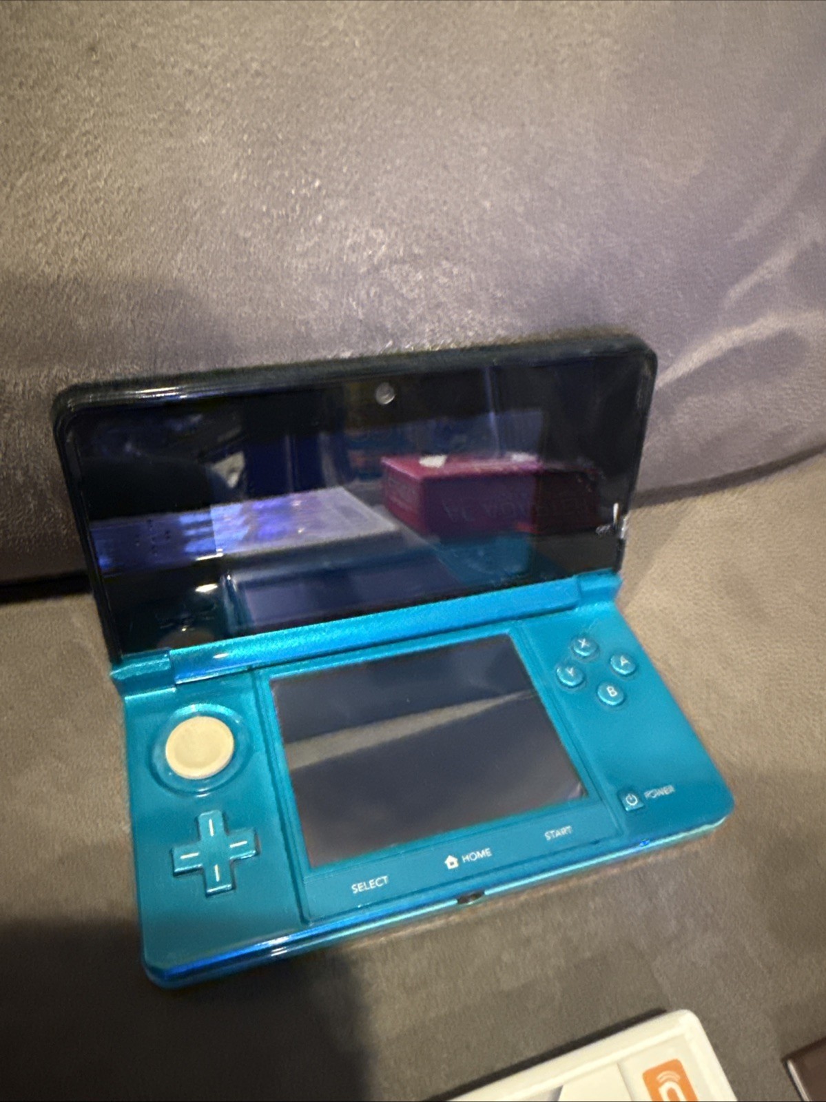 Nintendo 3DS Original Aqua Blue Teal System & Super Smash Brothers Game Charger
