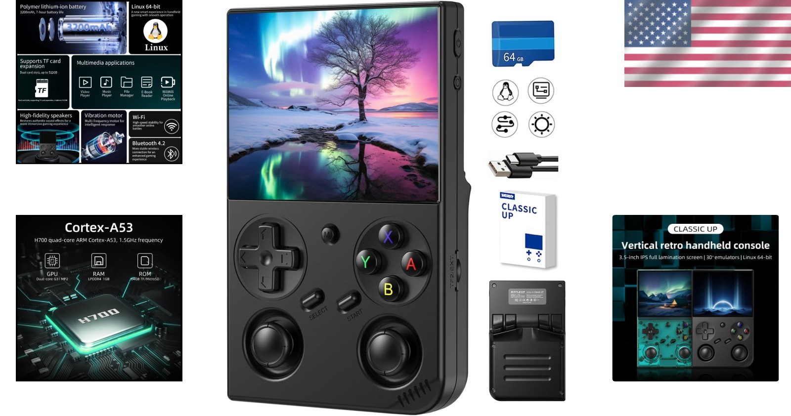 Handheld Gaming Delight: Retro Console with 3.5» IPS & 5G WiFi Connectivity