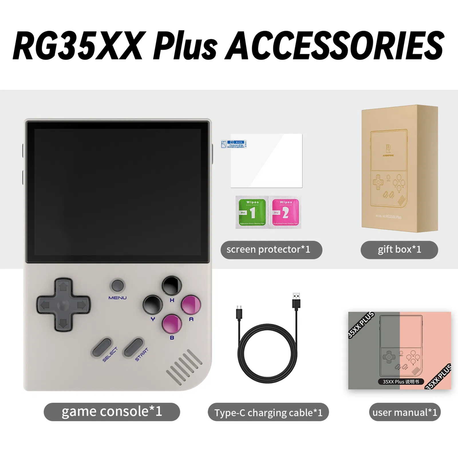 RG35XX PLUS Retro Handheld Game Console 3.5-Inch IPS Screen 3300mAH Rechargeable