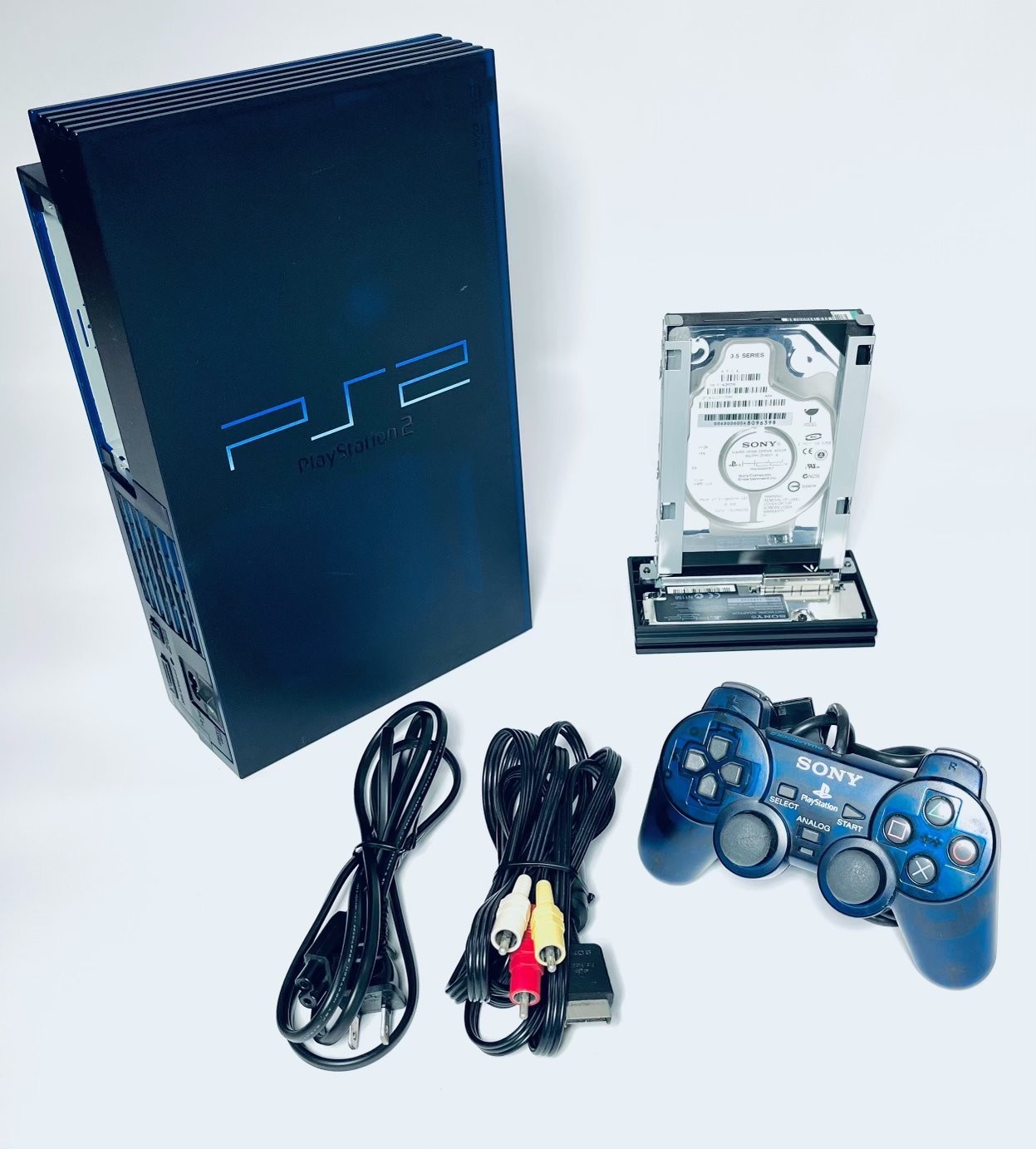 🌌 SONY PS2 SCPH-50000 Midnight Blue Console HDD Set Japan Tested Limited 🎮✨