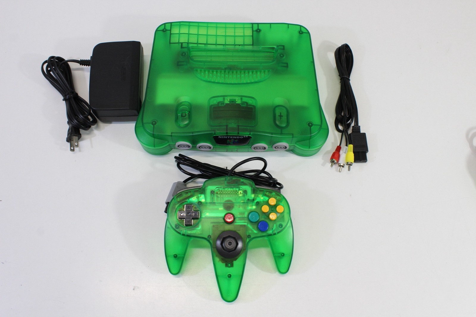 Nintendo 64 Clear Jungle Green Console Controller AC AV N64 NTSC REGION FREE