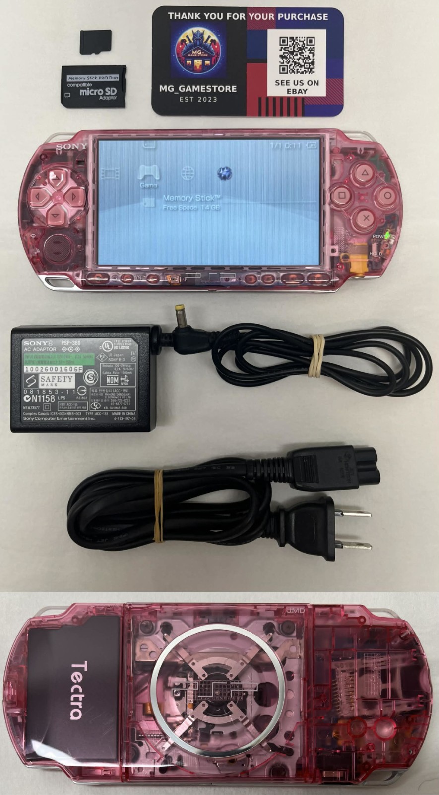 PSP3000 Clear Pink / IPS Screen / Battery / Sony Charger / Region Free / 32GB