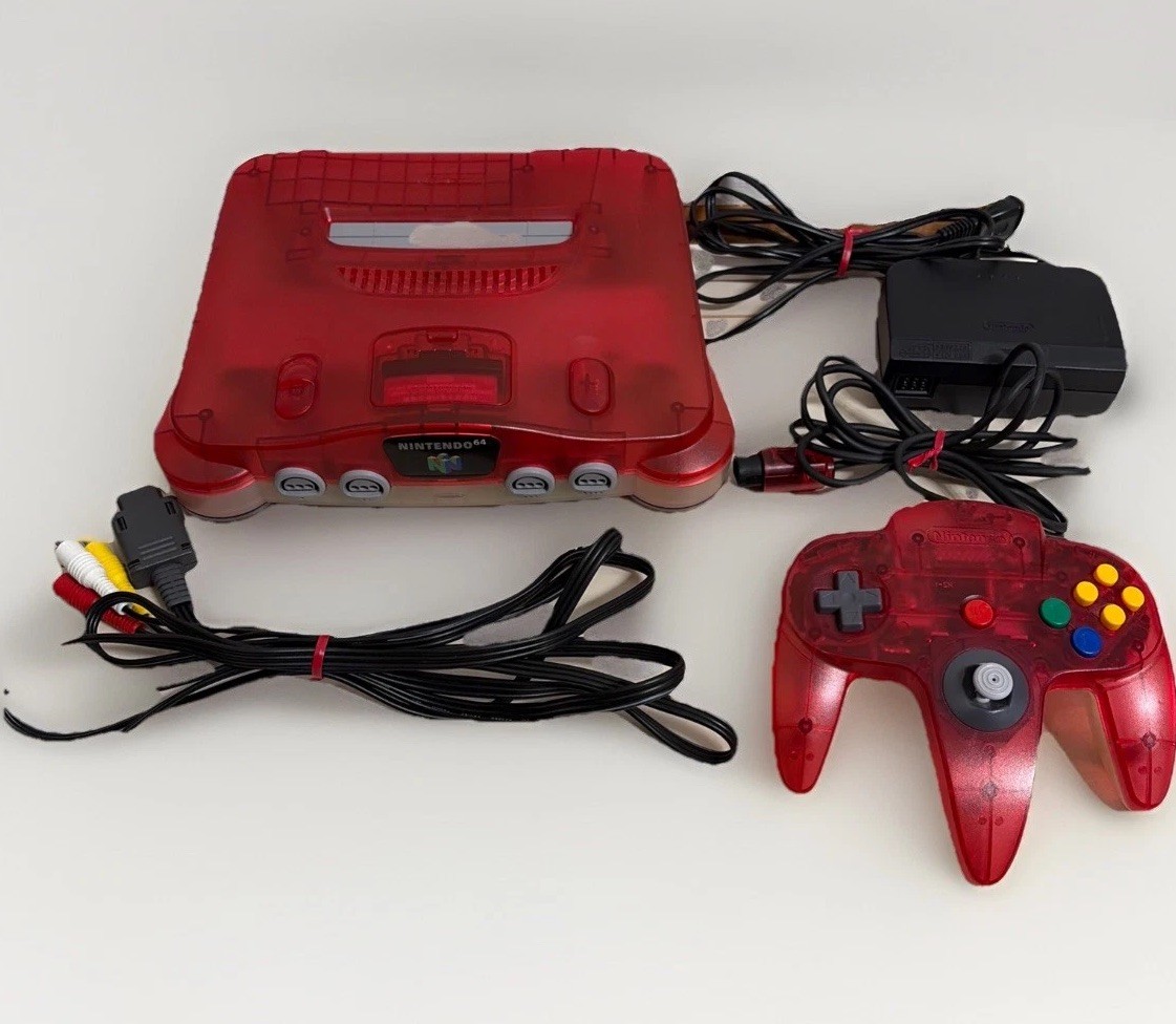 Nintendo64 N64 Console Clear Red White Two Tone Japan JPN Tested Working game