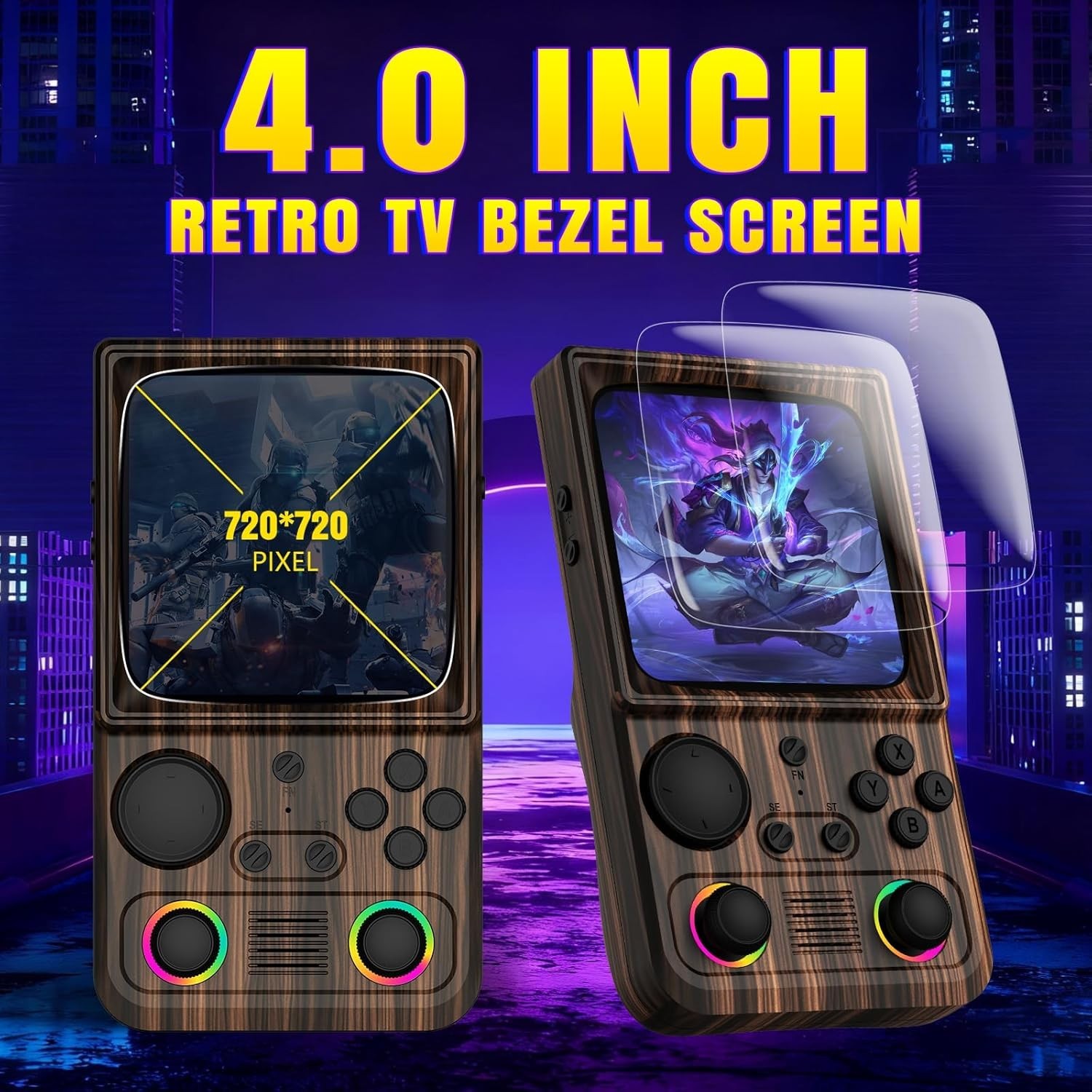 R36T MAX Upgraded Retro Handheld Game Console with 4000mAh Battery, 4.0» IPS Sc