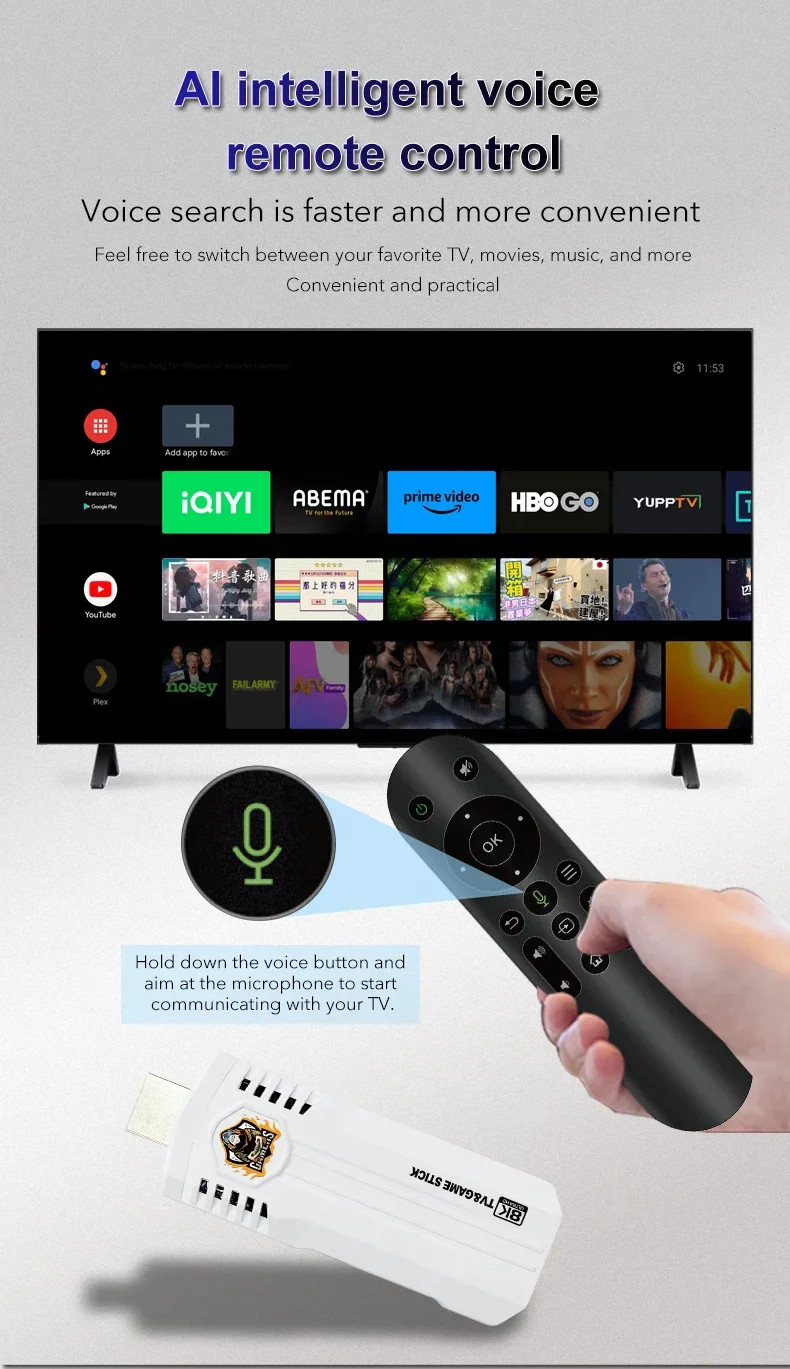 Retro Game Console Stick H313 Quad Core TV Box 40000+ Games