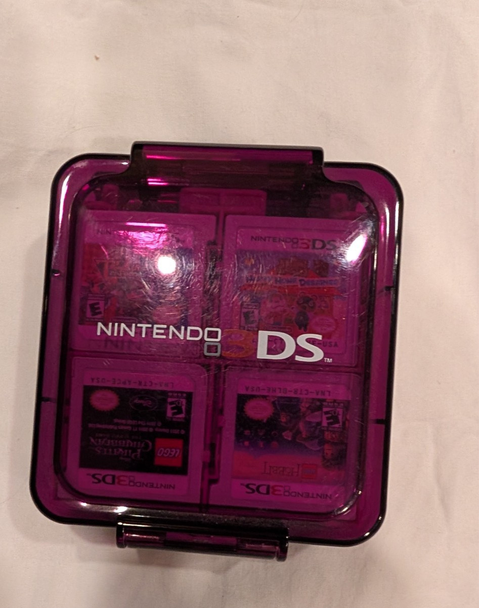 Nintendo 3DS Purple CTR-001 Handheld with 7 Games Charger Case WATCH VIDEO