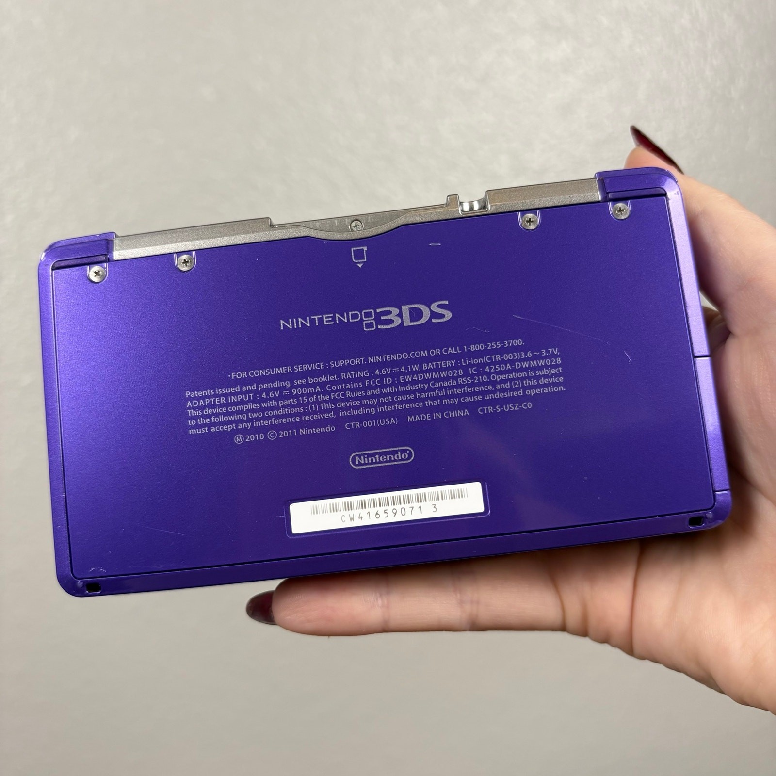Nintendo Purple 3DS FOR PARTS NOT TESTED No Charger Handheld Portable Device