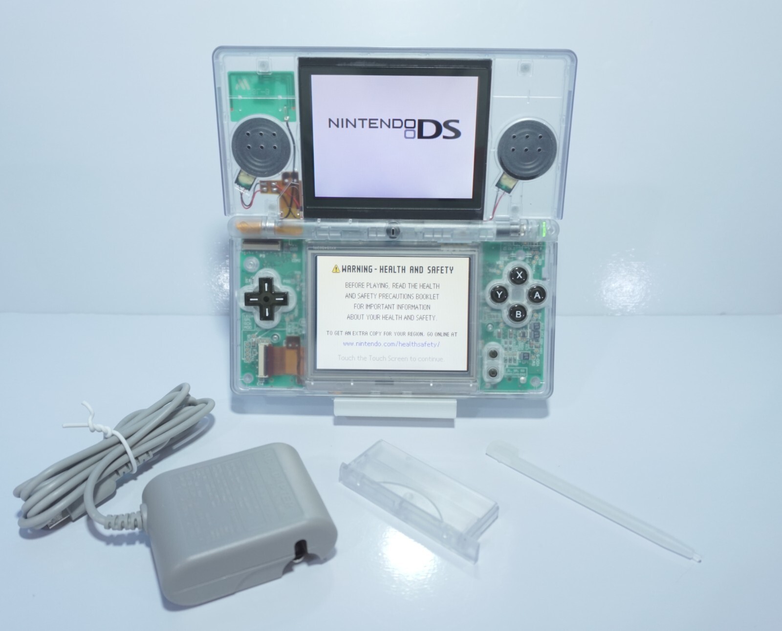 Nintendo DS Lite Transparent Clear / Black Buttons Handheld System with Charger