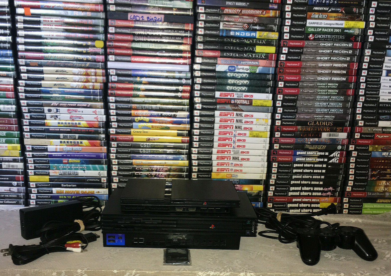SONY PLAYSTATION 2 PS2 FAT OR SLIM CONSOLE LOT BUNDLE WITH 7 GAMES