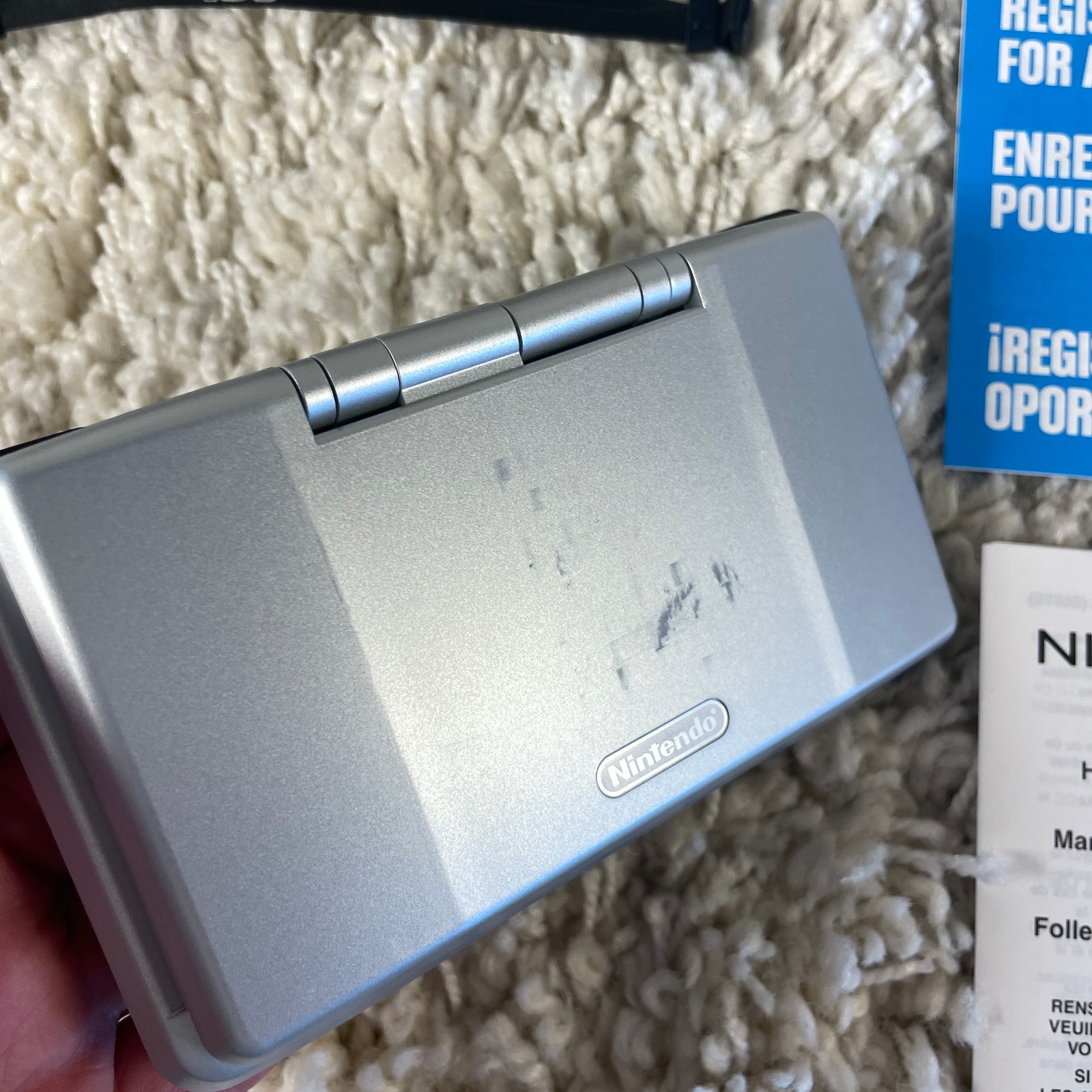 Nintendo DS Original NTR-001 Titanium Silver Handheld System Complete in Box CIB