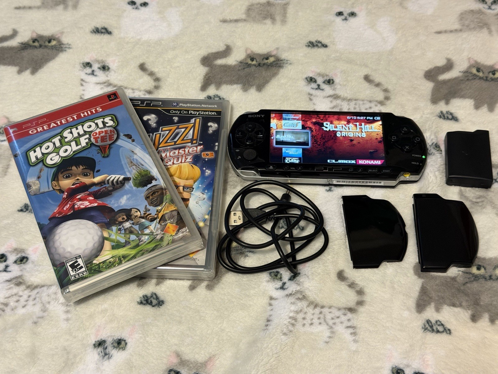 Sony PSP-3000 + Extended Battery + Charging Cable + Memory Card + 2 Sealed Games