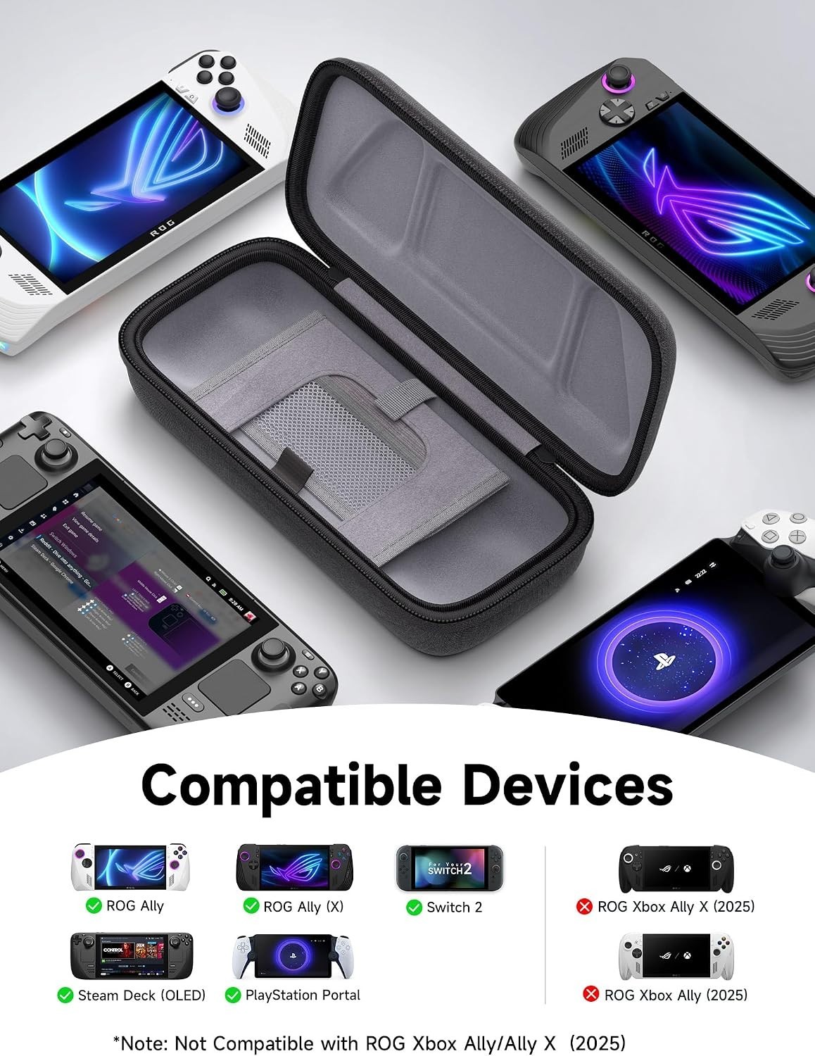 Hard Shell Carrying Case for Steam Deck & ROG Ally – Large Capacity