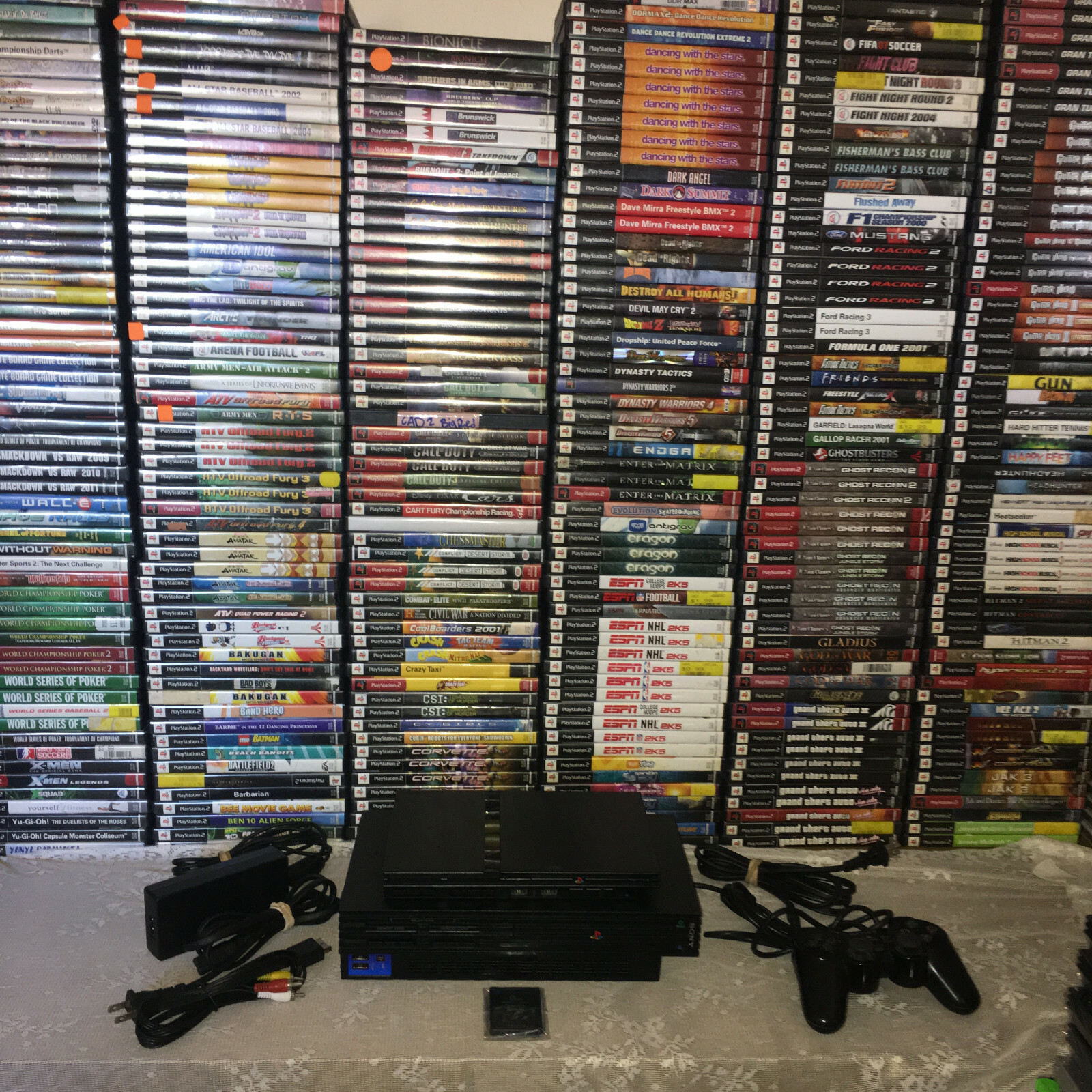 SONY PLAYSTATION 2 PS2 FAT OR SLIM CONSOLE LOT BUNDLE WITH 7 GAMES