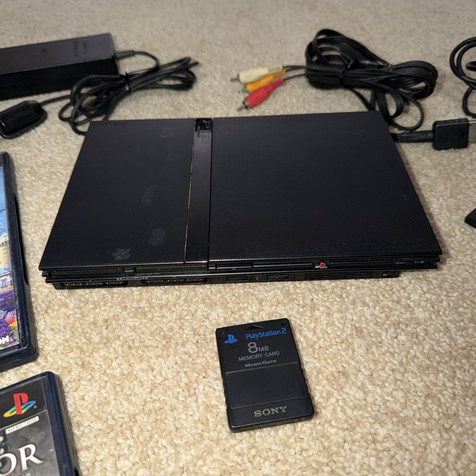 Sony PlayStation 2 Slim w/ Controllers, Games, and Cables [TESTED/WORKS]