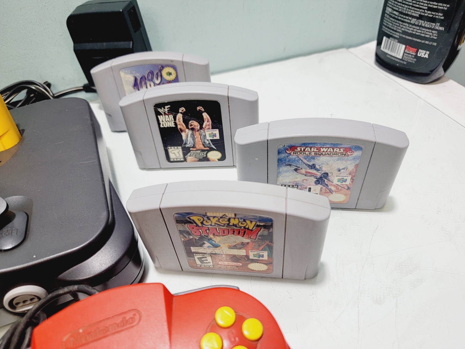 Nintendo 64 N64 Console Bundle w/ 2 Controllers & Dk + 8 Games Xpantion Pak