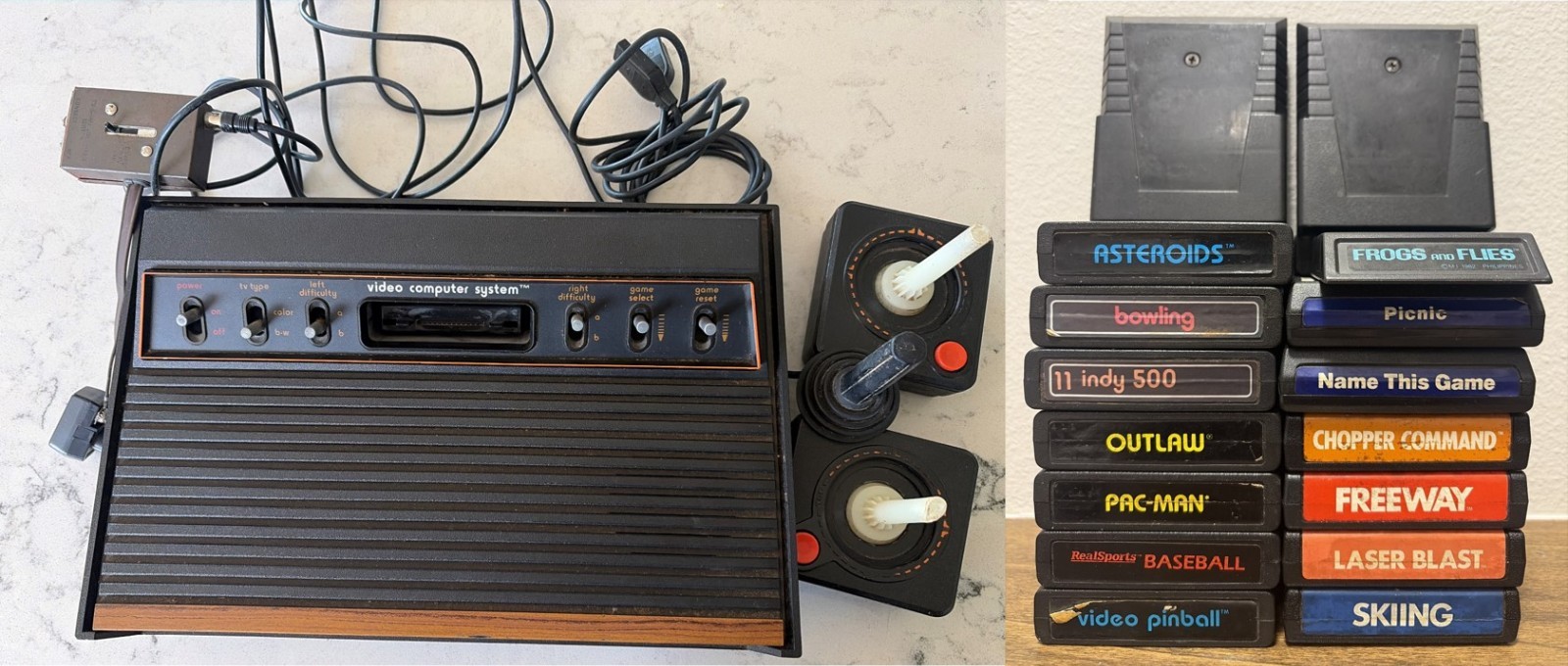 Atari CX-2600 Video Game Console 2 Joysticks RF Coax Connector 16 Games UNTESTED