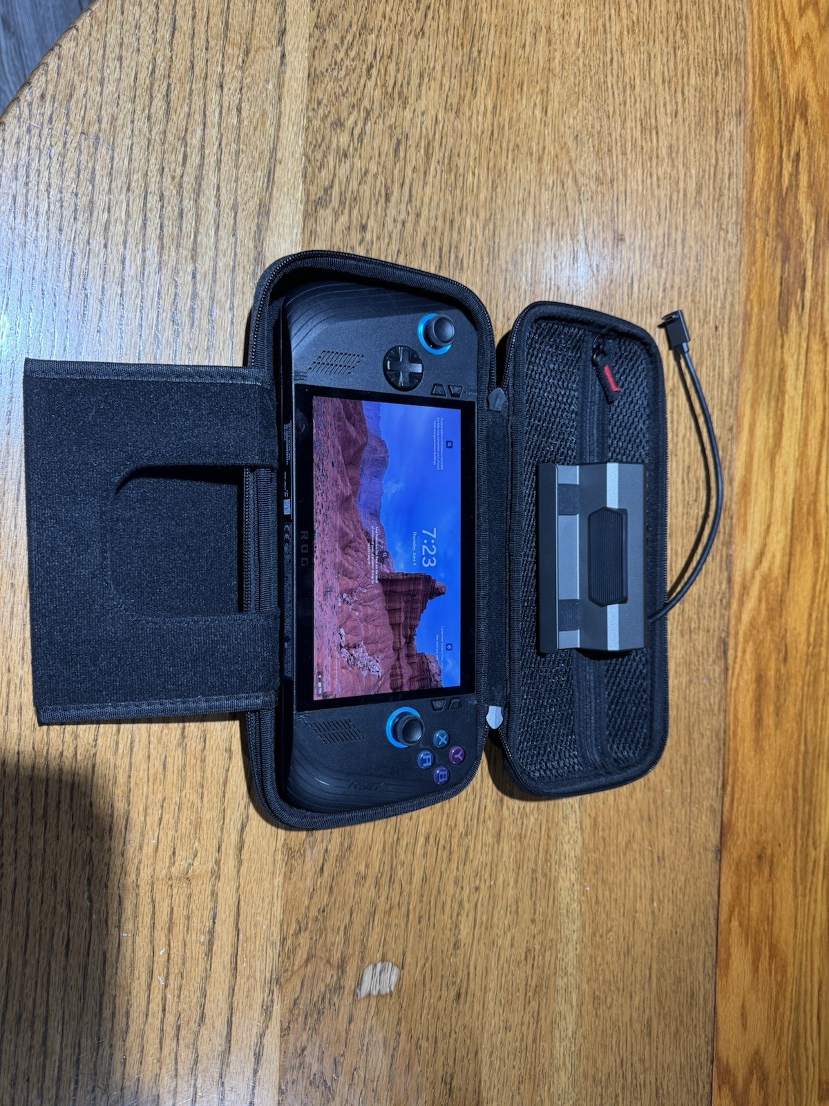 Rog Ally X with case and HDMI adapter
