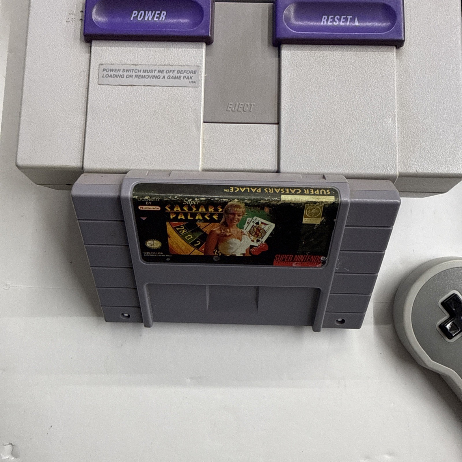 SNES – Super Nintendo Home Console – Gray W/ Cables Game Controller Tested #2906