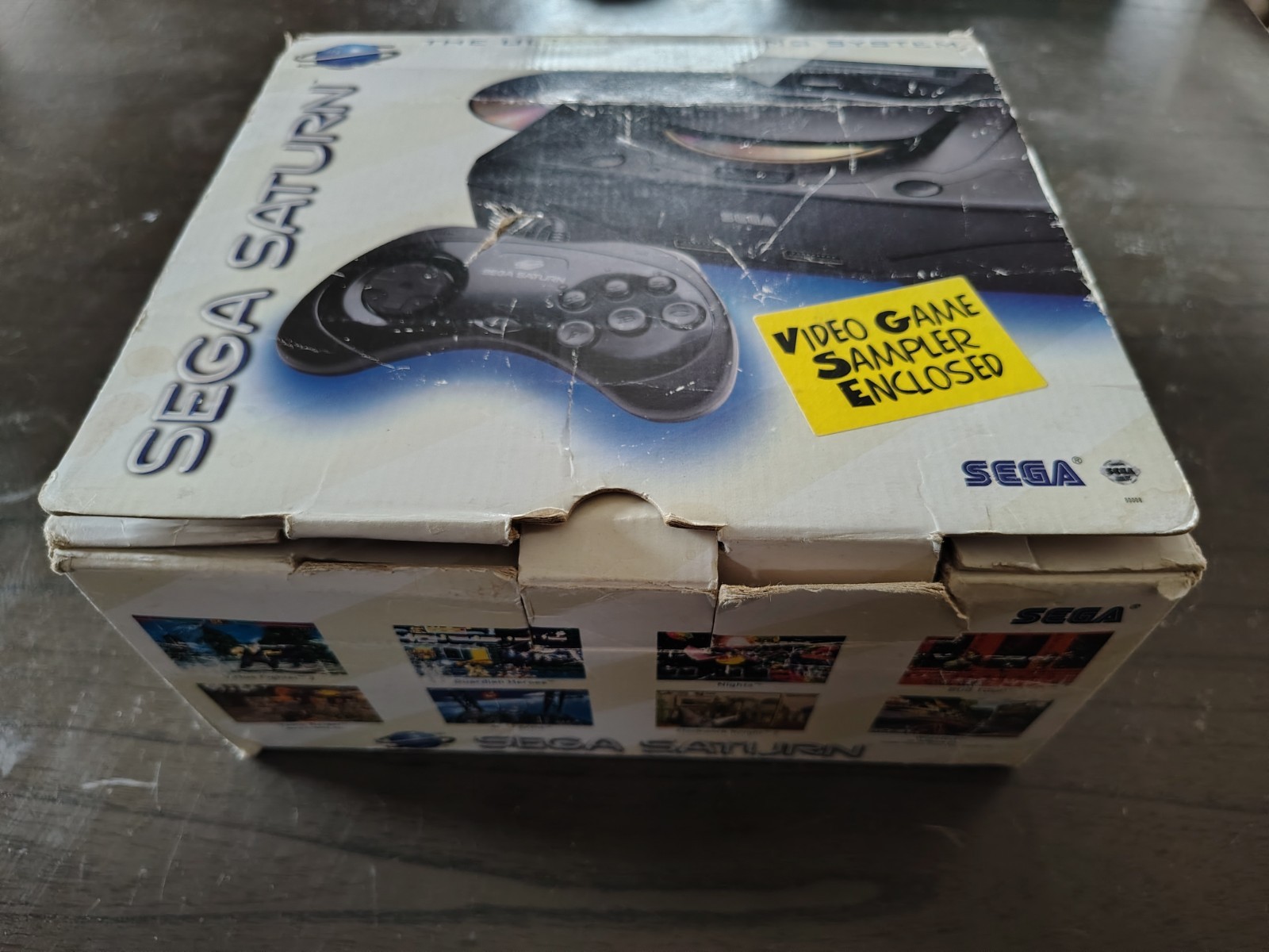 🔥Sega Saturn Black Game Console W/ Box & Controller + Sampler Disc _Works!