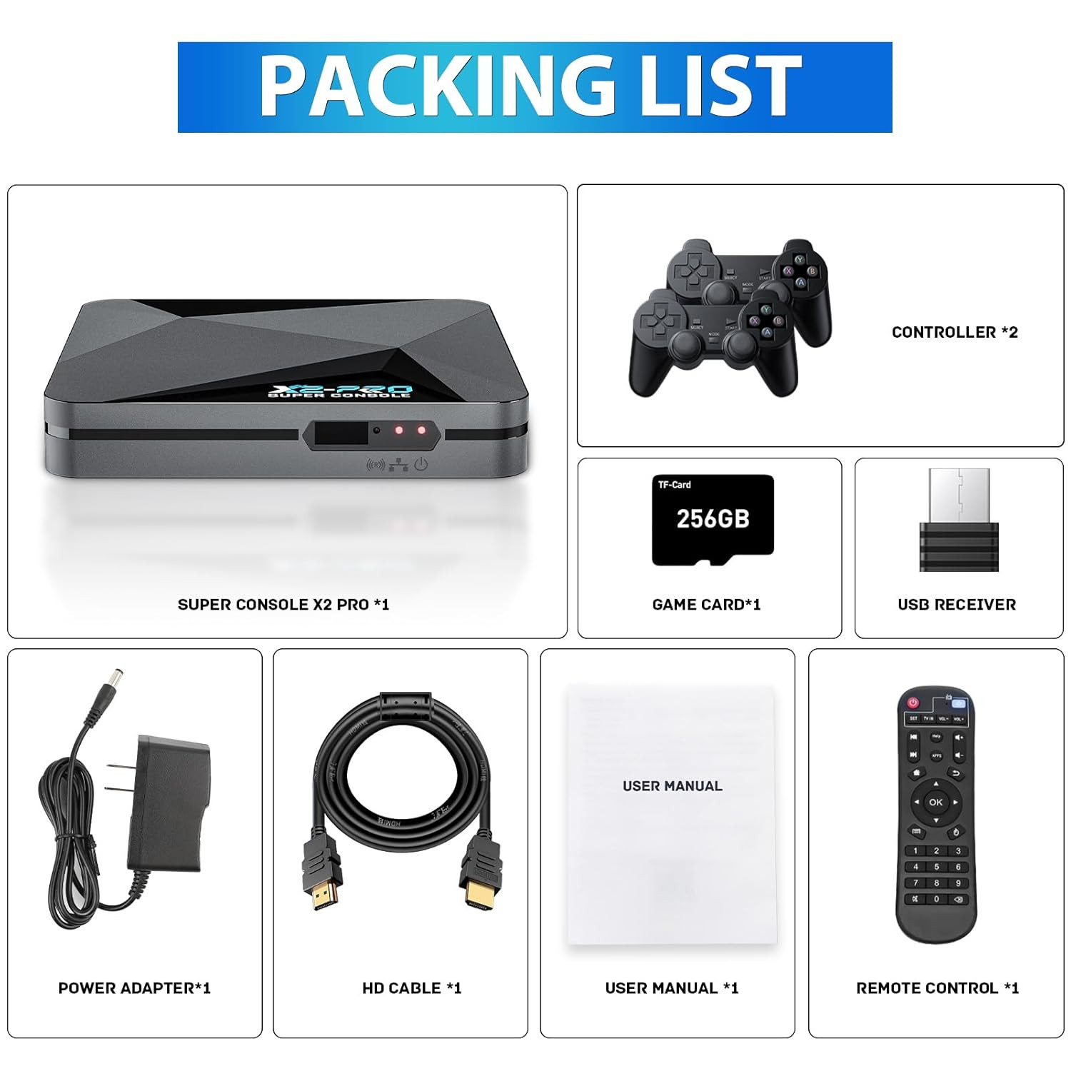 Retro Game Console Super Console X2 Pro Built-In 65000+ Games, Video Game Consol