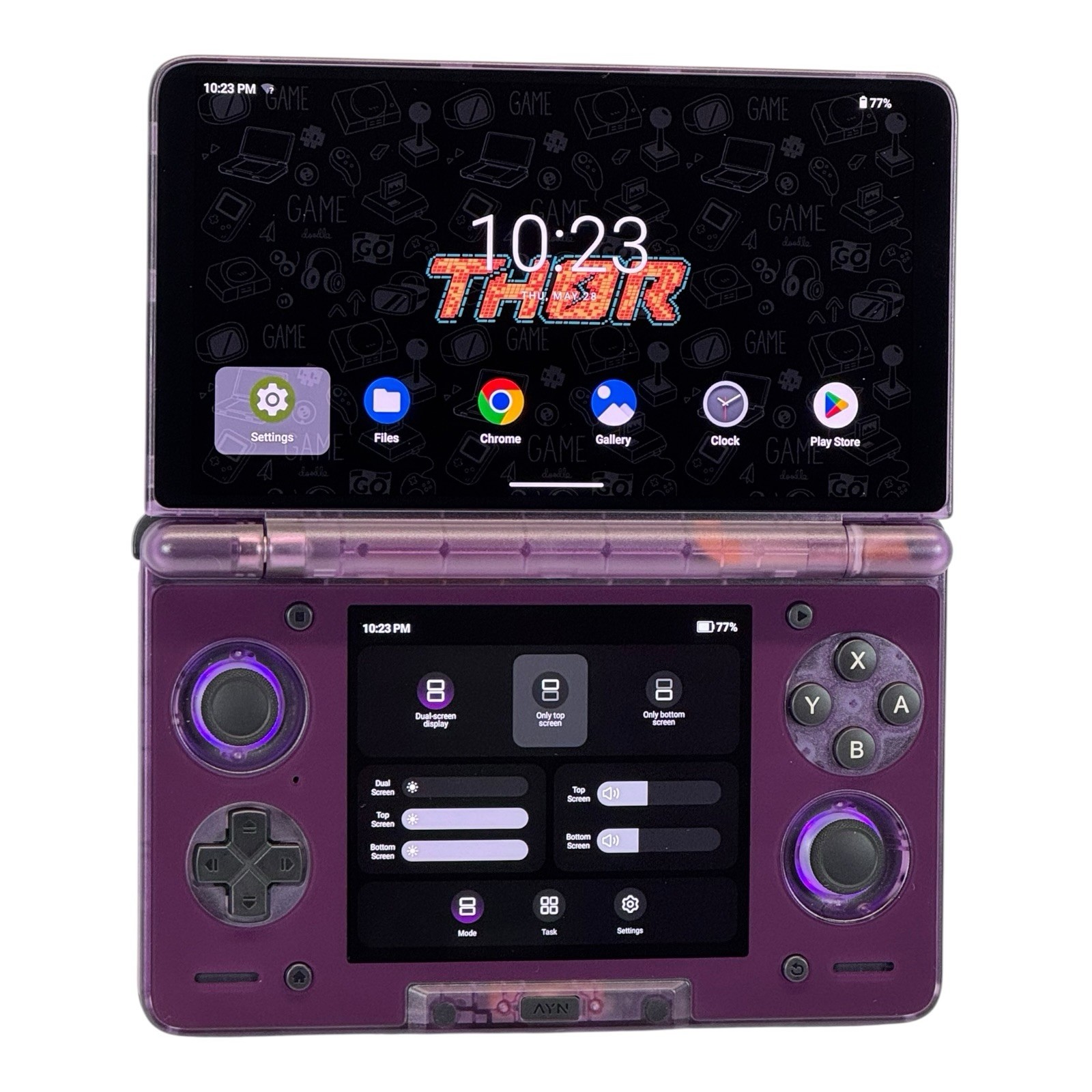 AYN Thor Max Clear Purple Dual Screen Android Gaming Handheld 16GB RAM 1TB SSD