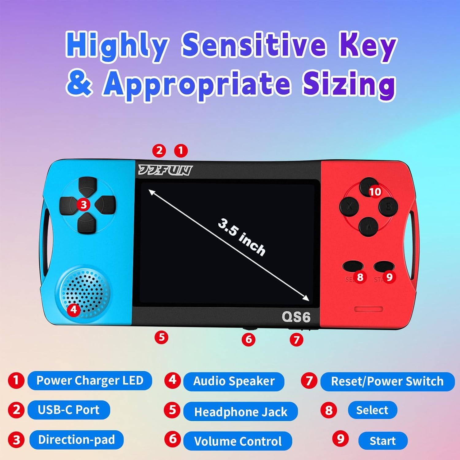 Handheld Games for Kids with 3.5″ IPS Large Screen Built-In 216 Retro Video Game