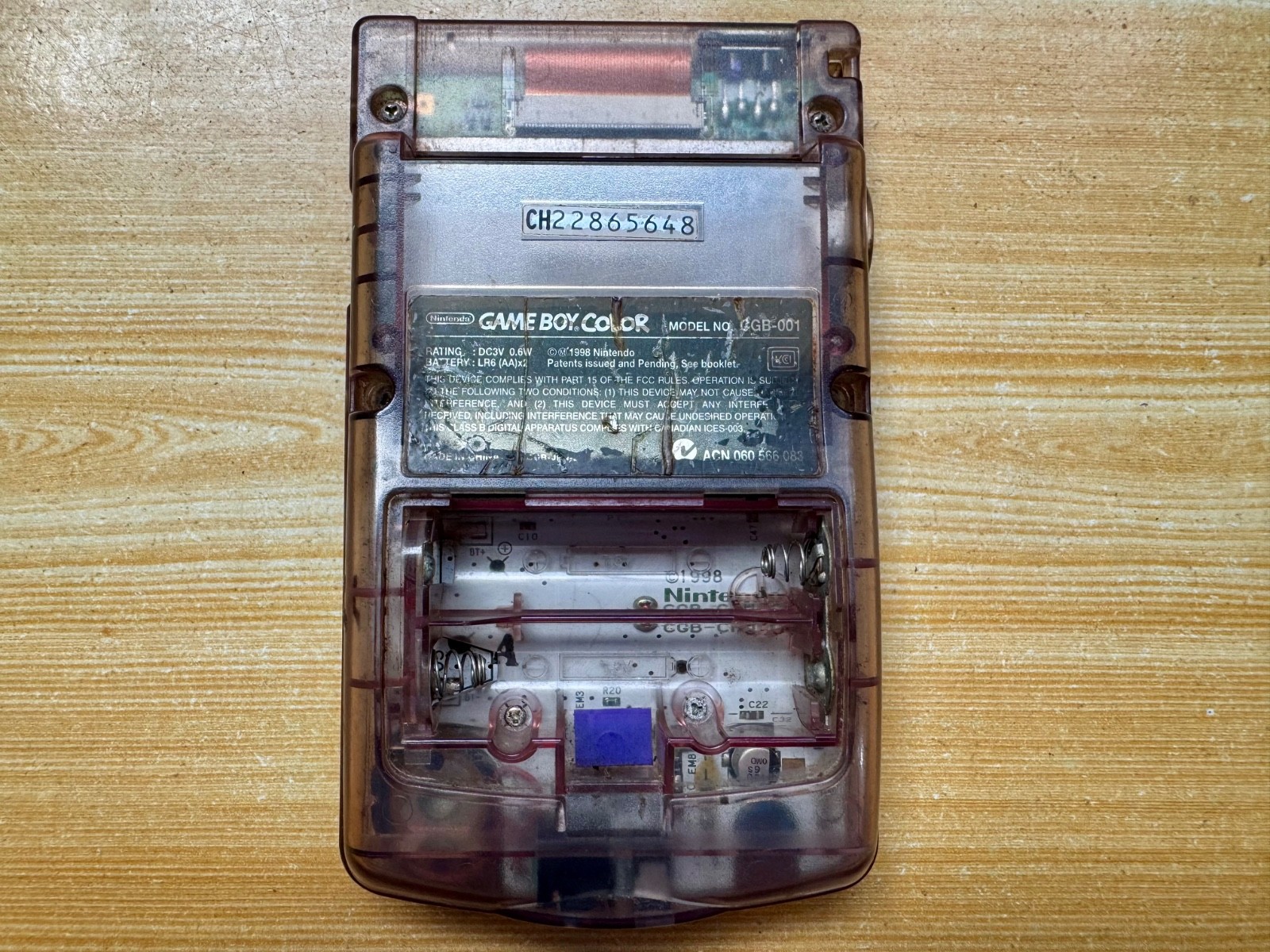 Nintendo Gameboy Color CGB-001 Atomic Transparent Purple Handheld System Console