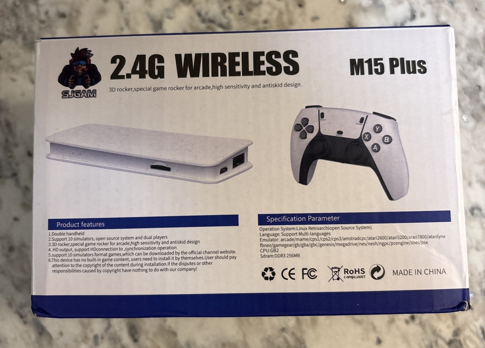 SJGAM M15 Plus Retro Video Game Console White 4K HDMI 2.4G Wireless Controllers