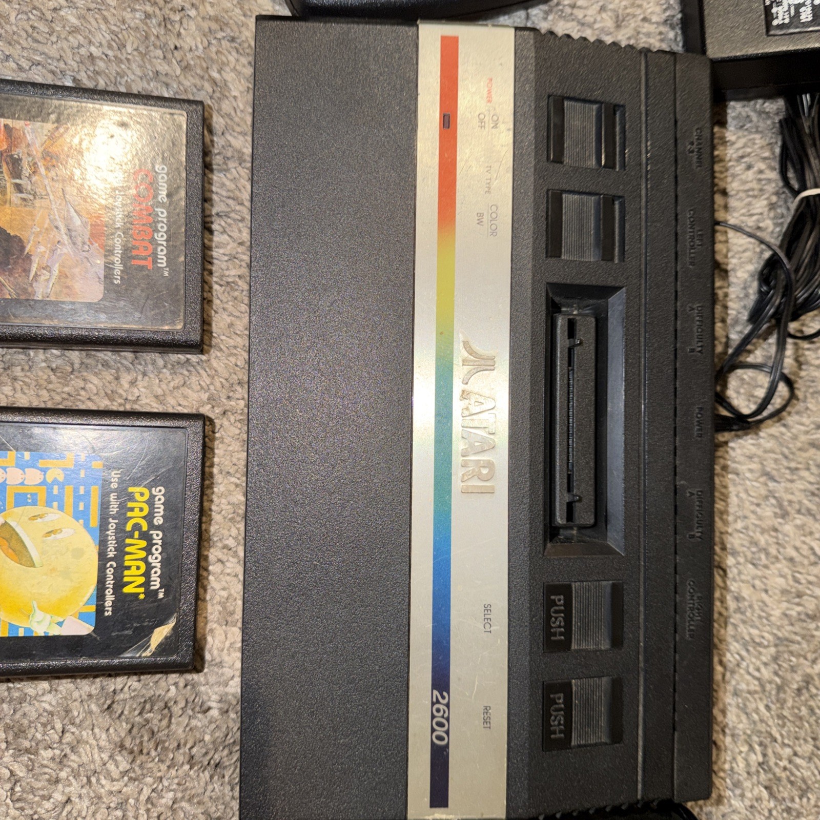 Atari 2600 Junior Jr Console System Bundle 2 Games WITH PADDLES & JOYSTICKS PAC