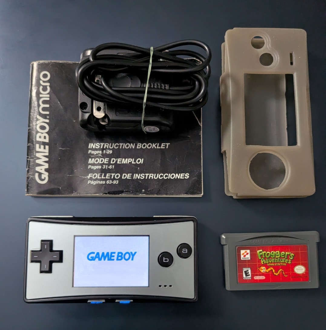 Nintendo Gameboy Micro Black Silver Handheld System Console OXY-001 Tested
