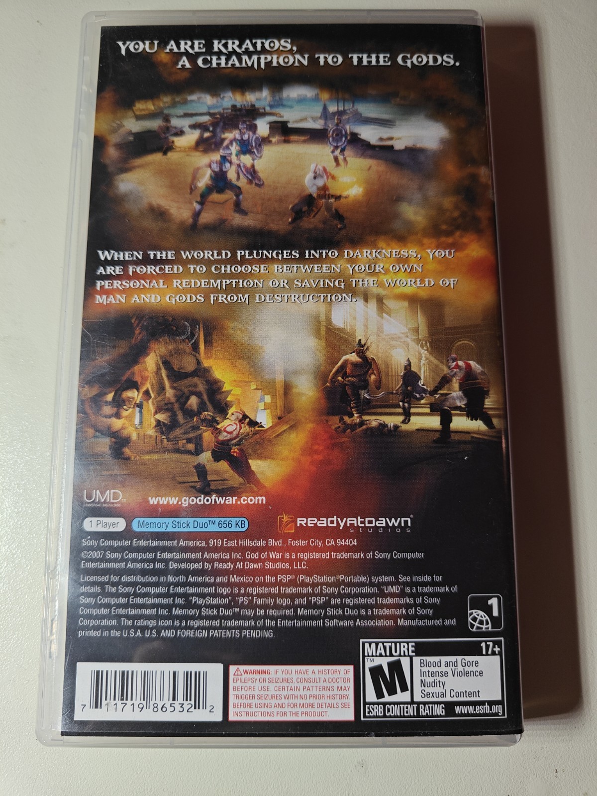 Sony PSP 3001 God of War Red & Black *NO Battery Or Charger*+ Game. Tested Works