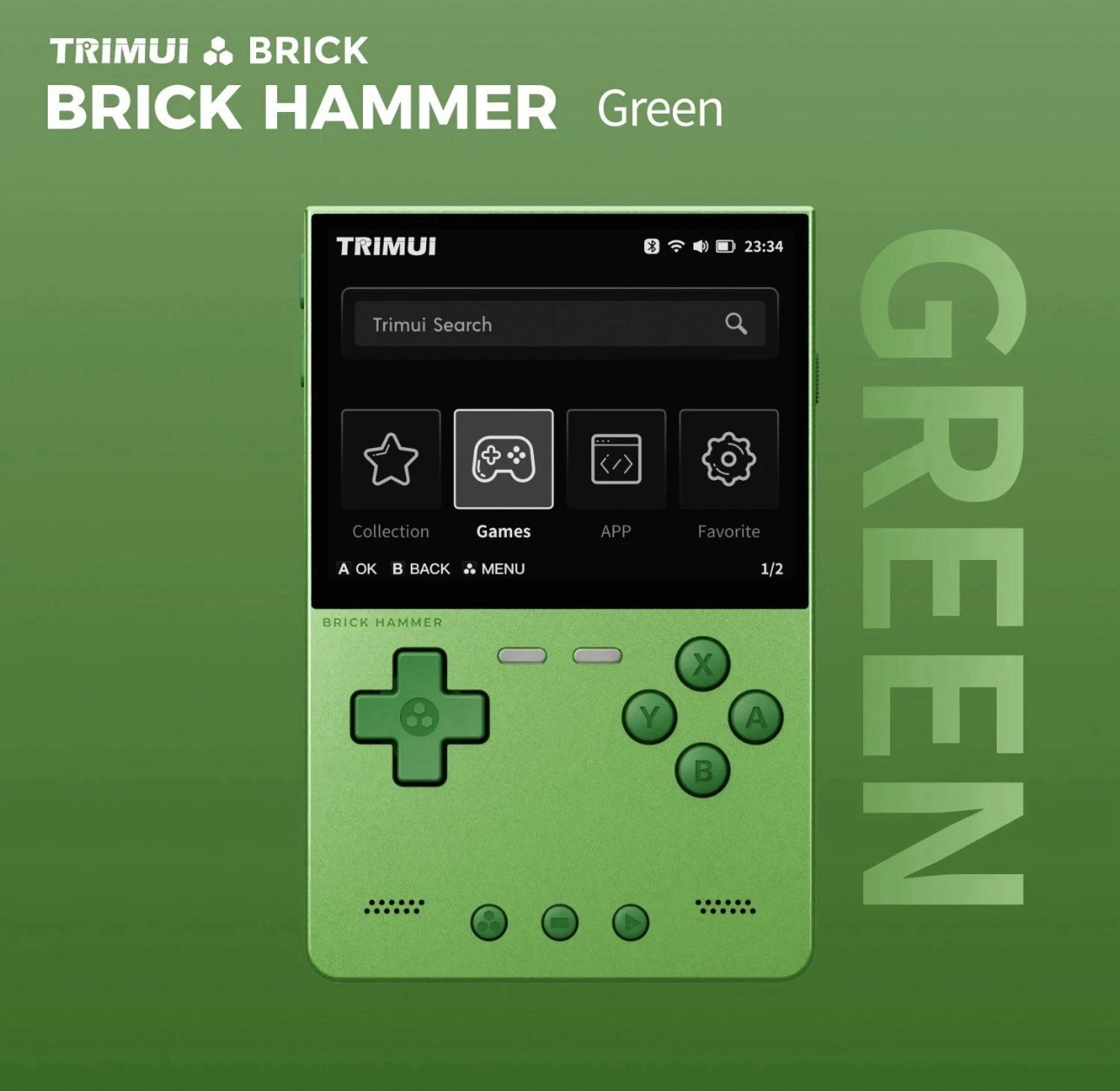 Trimui Brick Hammer Green, Brand New Sealed! With Extras