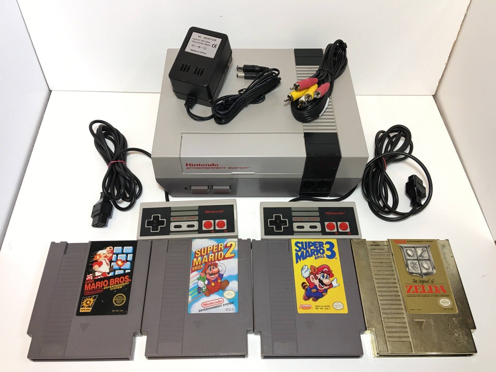 Nintendo NES Console Original Bundle NEW PINS Games Super Mario 1 2 3 Zelda