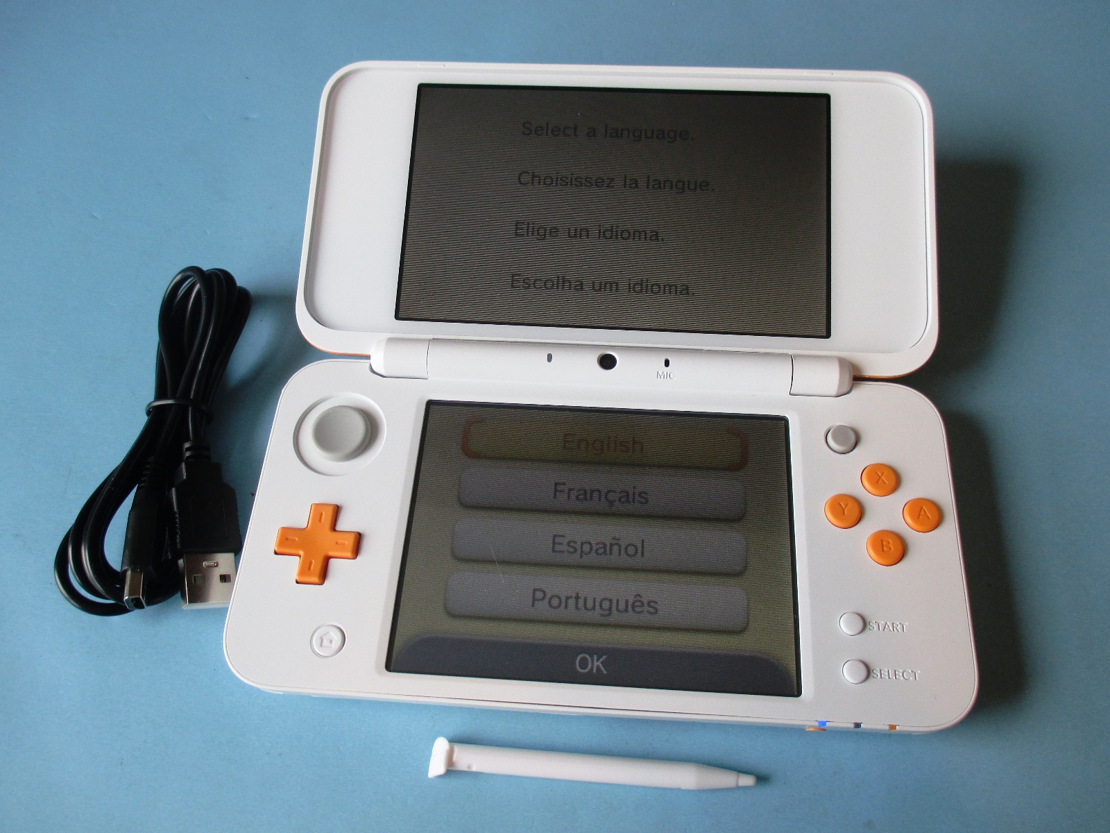 Nintendo 2DS XL Orange & White Console System w/Charger US Version FREE Ship!