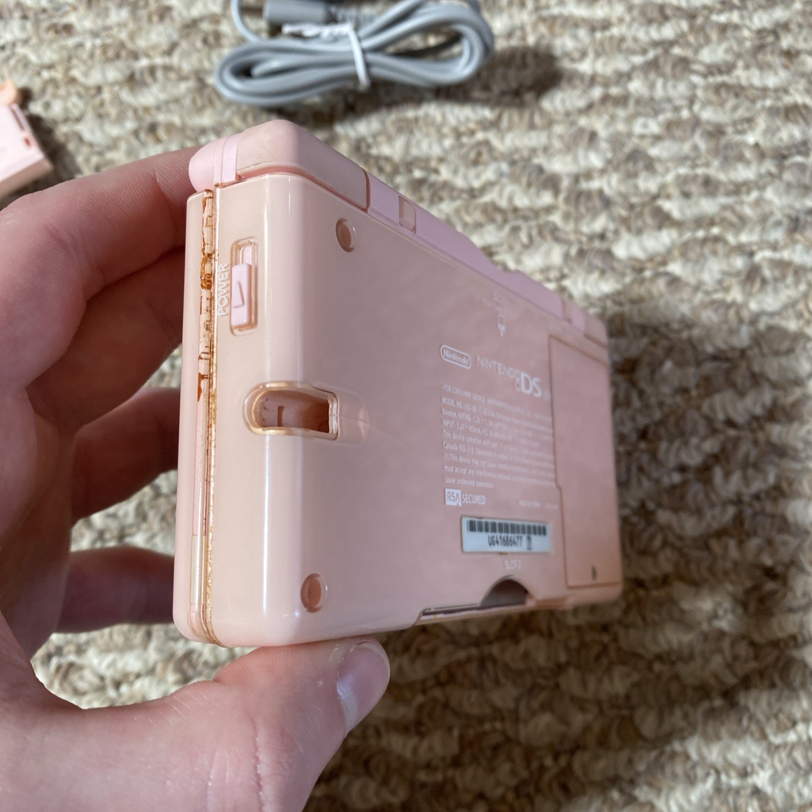 Nintendo DS Lite Coral Pink Handheld System WITH CHARGER AND STYLUS! USA Version