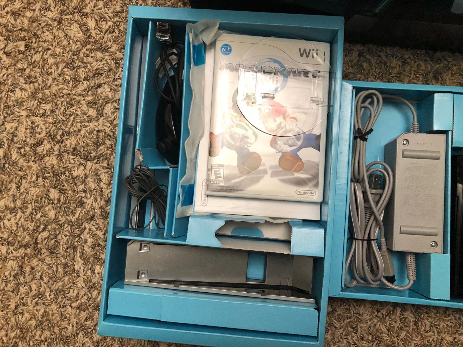 Nintendo Original Wii Mario Kart Bundle Black Console With Wii Wheel Sealed game