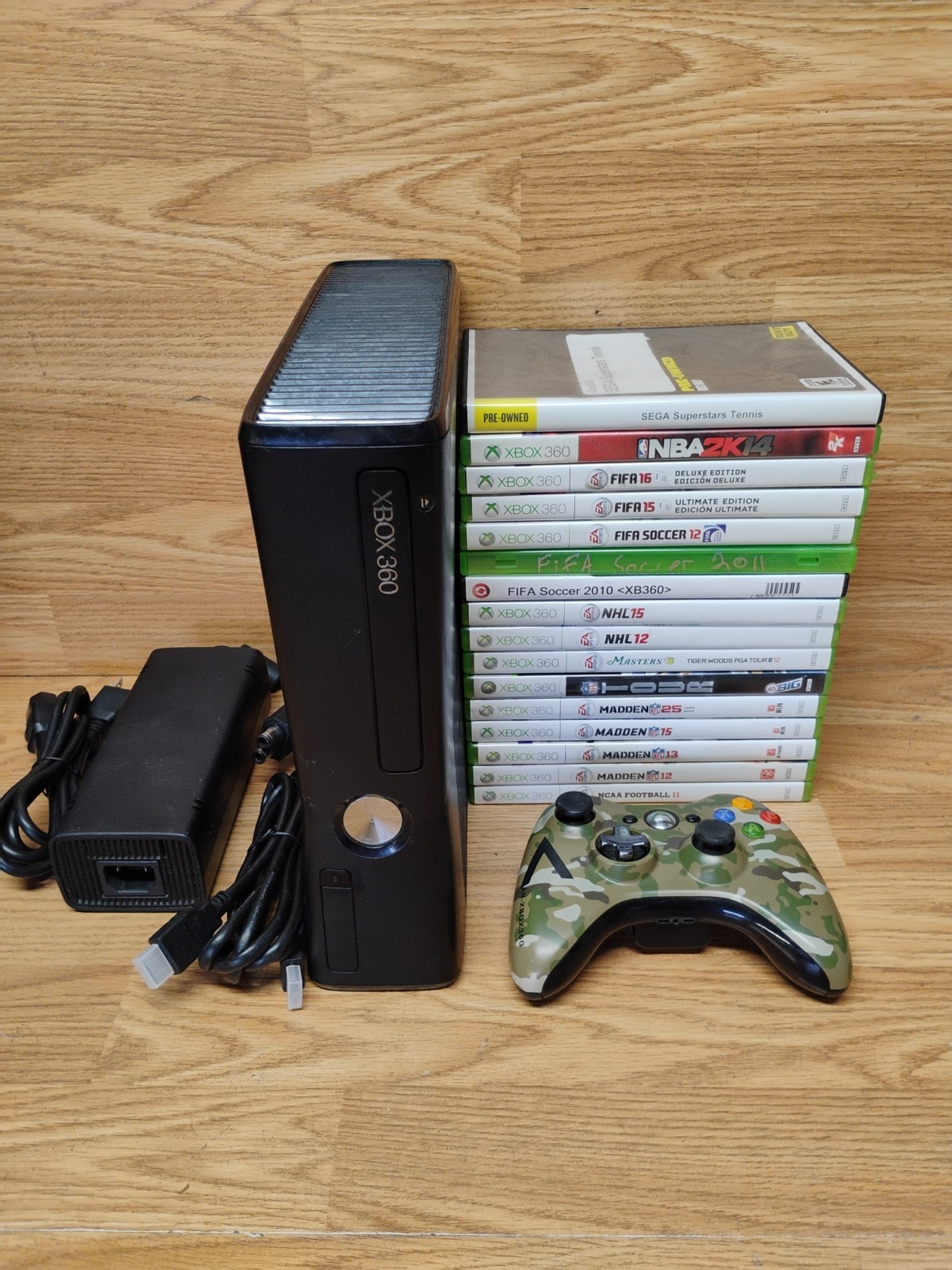 Xbox 360 S Slim 1439 Console Bundle *NO HDD* +16 Sports Games Reformatted *READ*