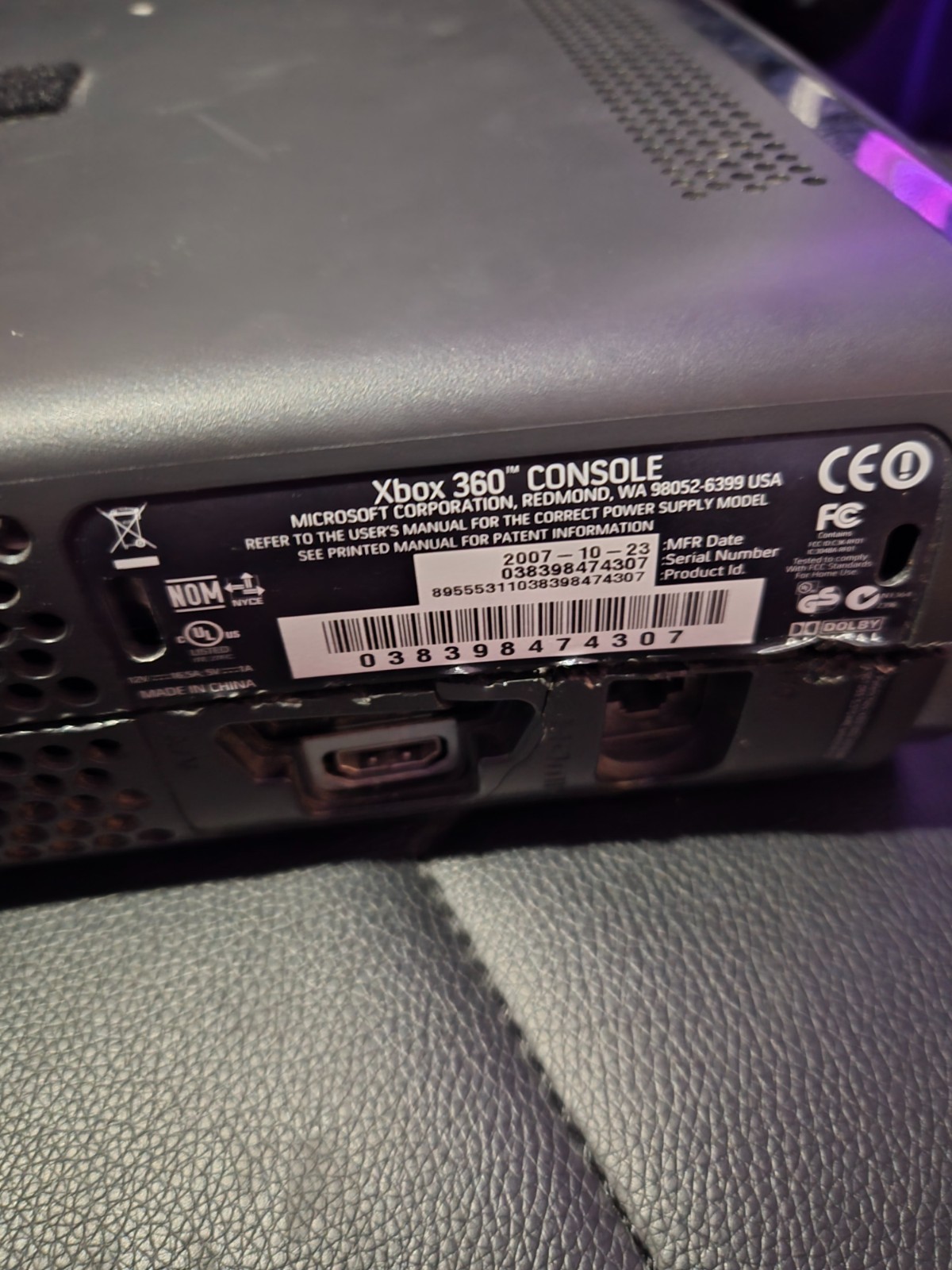 Microsoft Xbox 360 120 HHD – Console/HMDI Cable/Power Brick/1 Controller TESTED