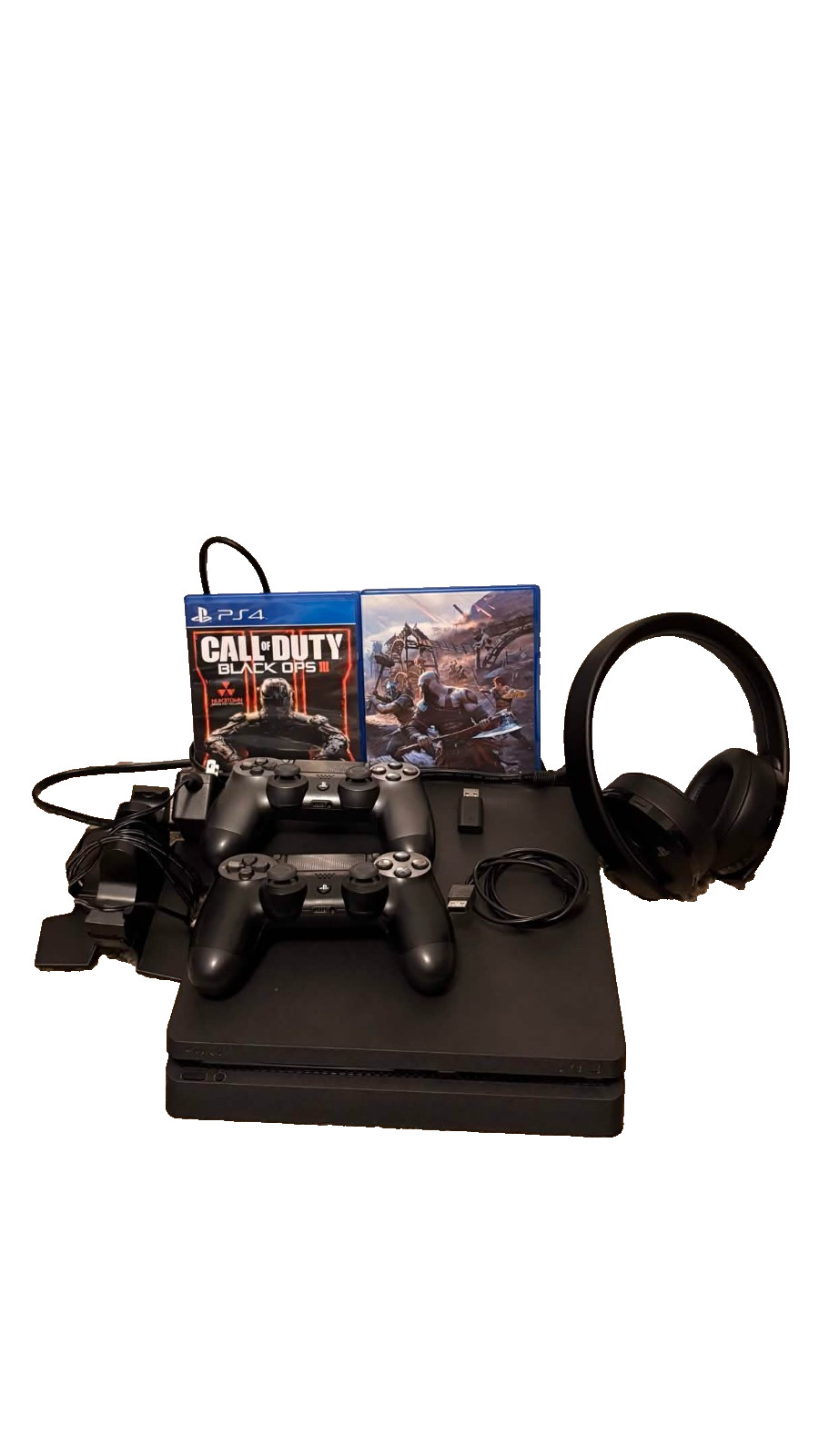 Sony PlayStation 4 Slim 1TB Console – Jet Black including 2 Controllers and More