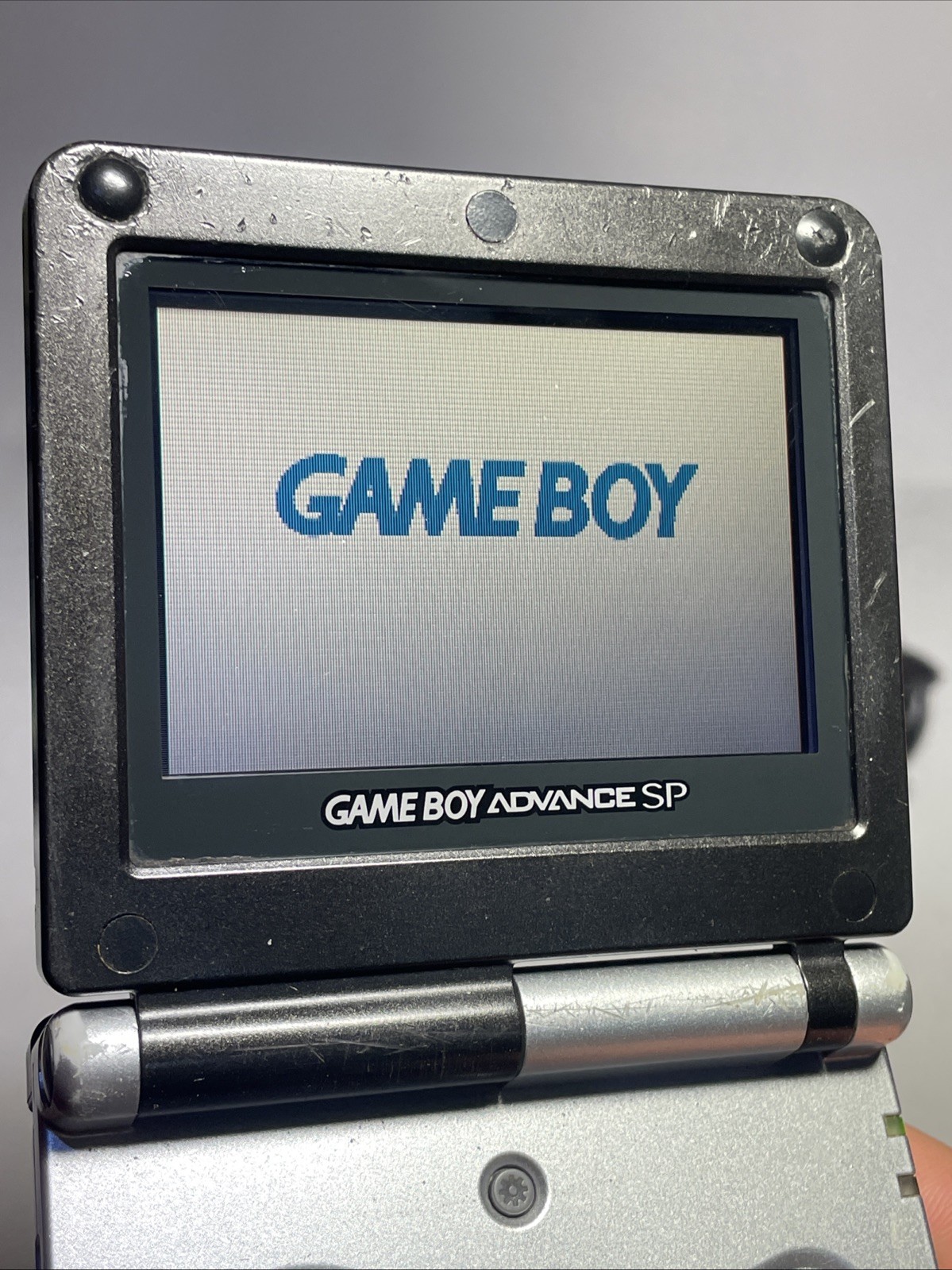 Nintendo Game Boy Advance SP Handheld System – Black and Silver TESTED Has Wear