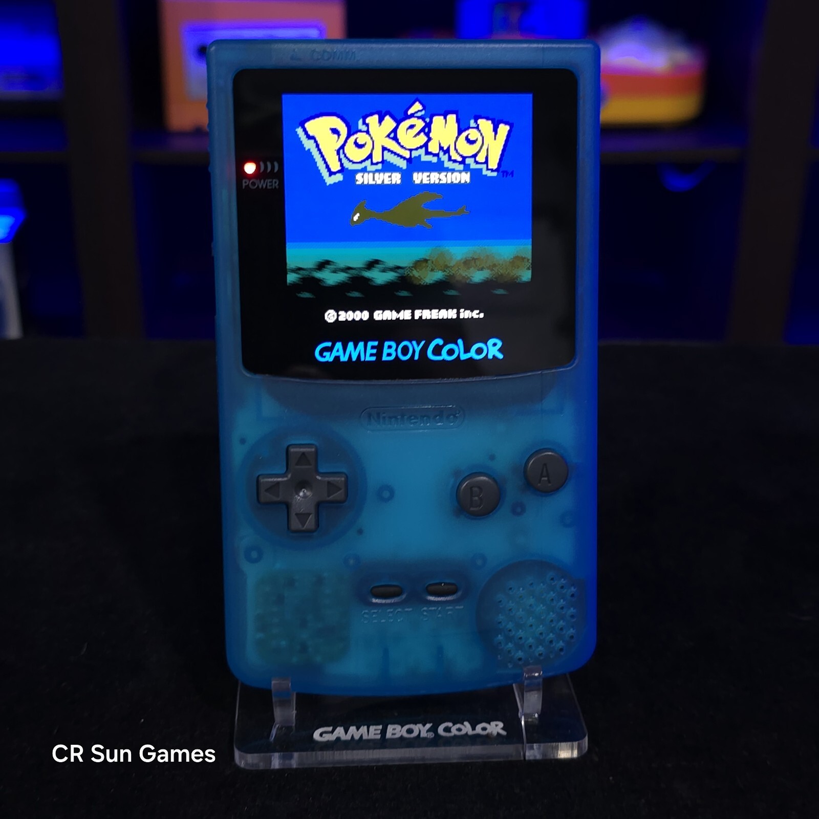 Clear Blue Gameboy Color Console OLED Touch Screen GBC Game Boy