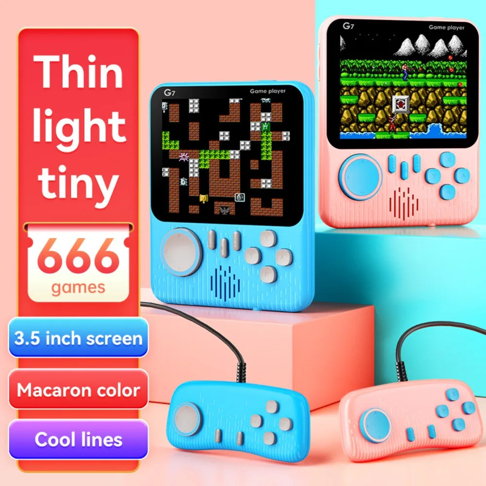 G7 Retro Handheld Game Console, 3.5-Inch LCD, Built-In 666 Games,Portable Gamin