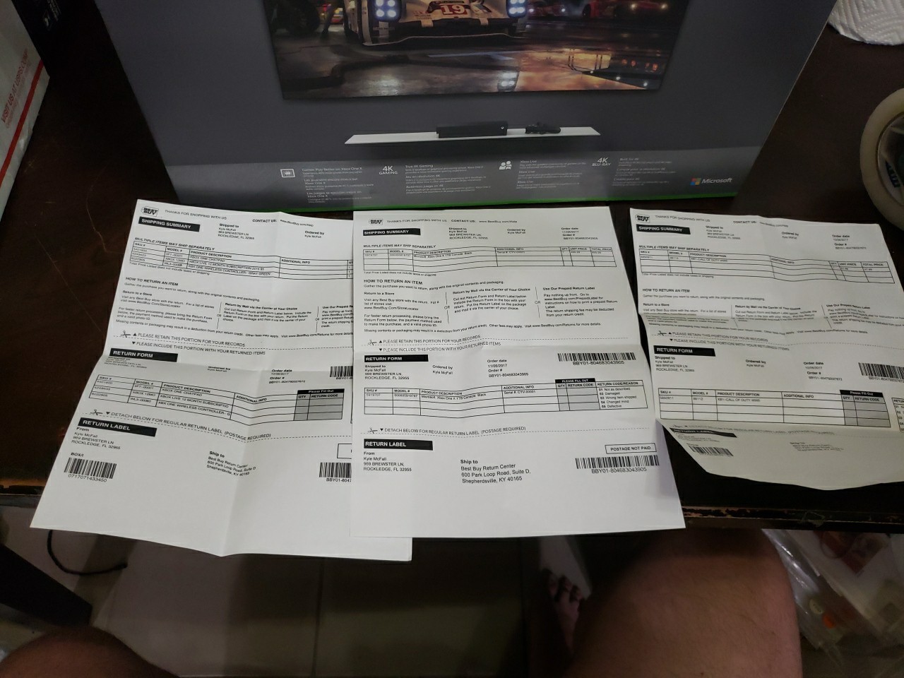 Microsoft Xbox One X Black BOX ONLY Dented Corner Original Receipts Best Buy