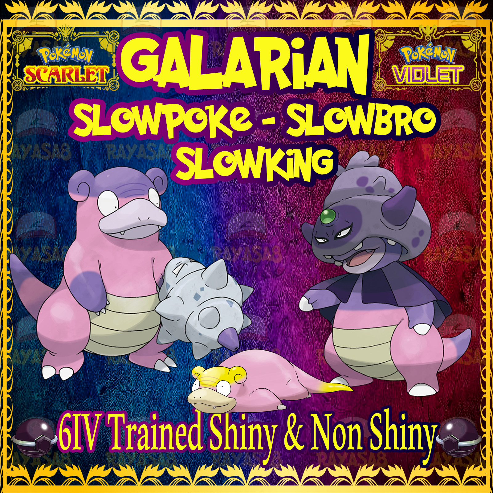 🌟Galarian Slowpoke – Slowbro – Slowking Pokemon Scarlet and Violet Home🌟