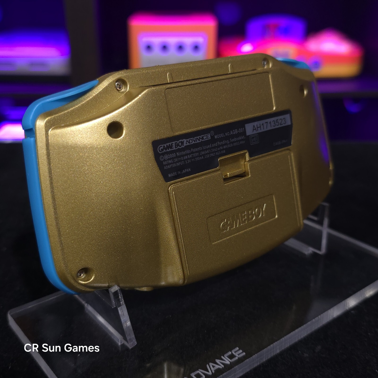 Gold Pokemon Game Boy Advance GBA Console with iPS V5 Backlight Backlit LCD MOD